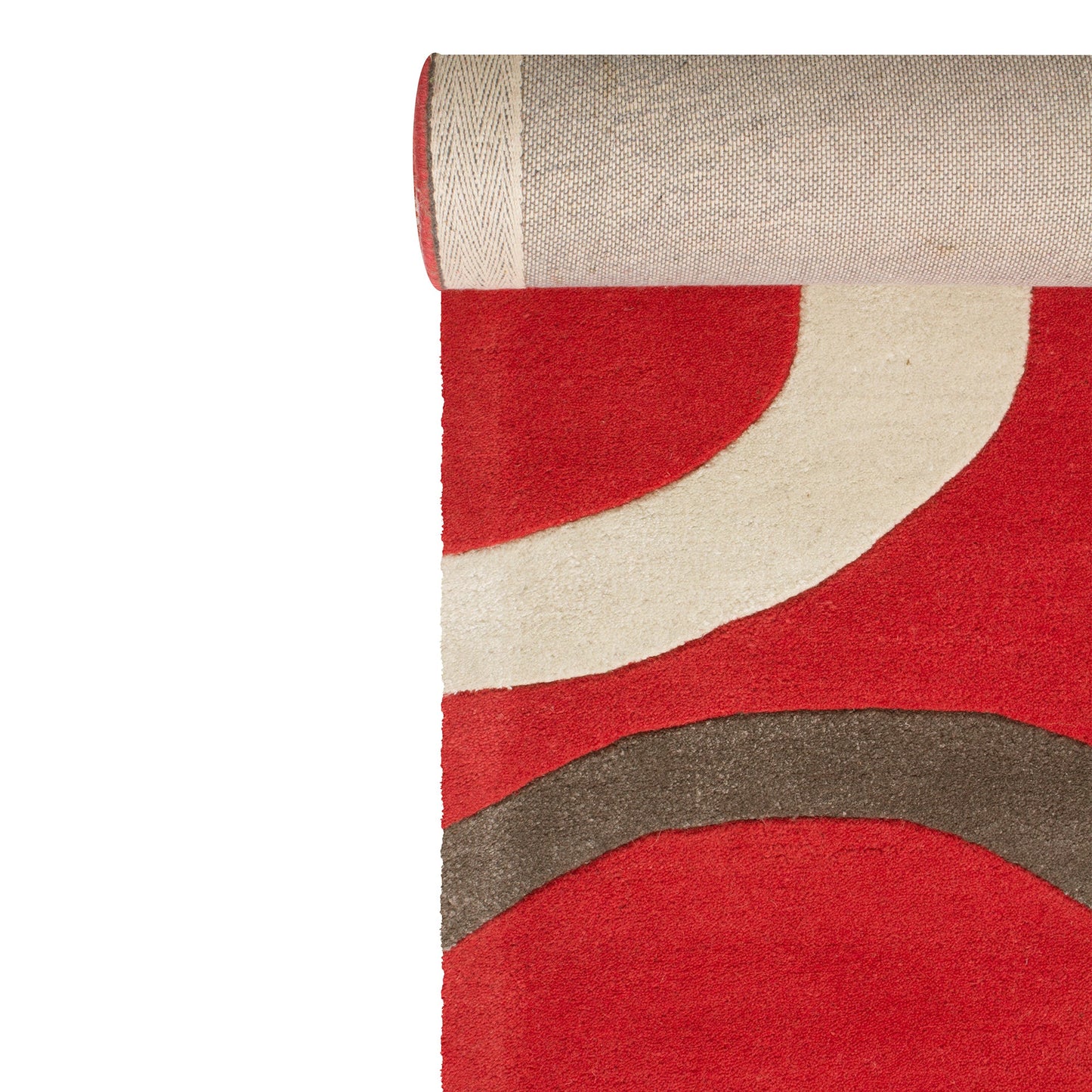 Red Woolen Handmade Abstract Bhadohi Carpet
