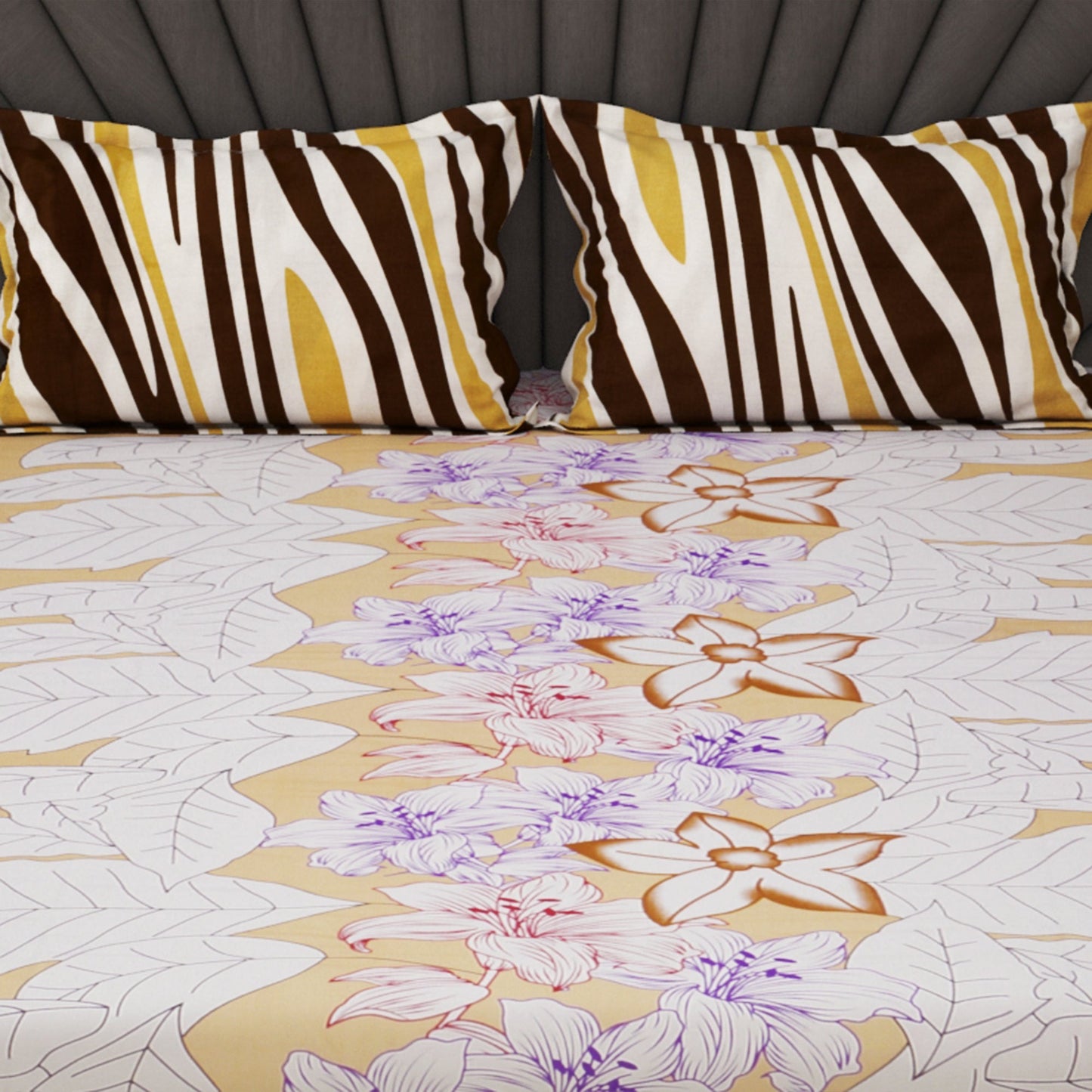 Metro 186 TC 100% Cotton Light Yellow Double Bedsheet