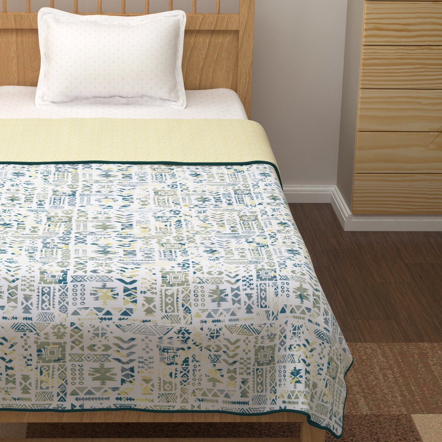 Super Soft Reversible Multi & Yellow Abstract Cotton Double Dohar