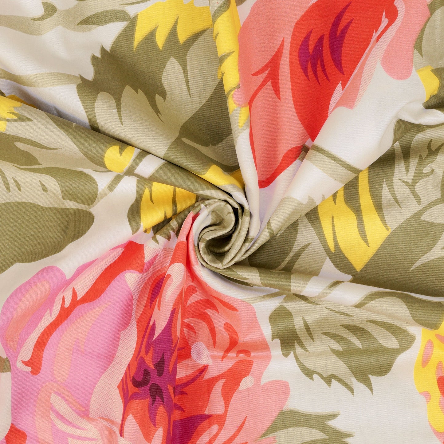 210 TC Cream Floral 1 King Size Bedsheet With 2 Pillow Cover