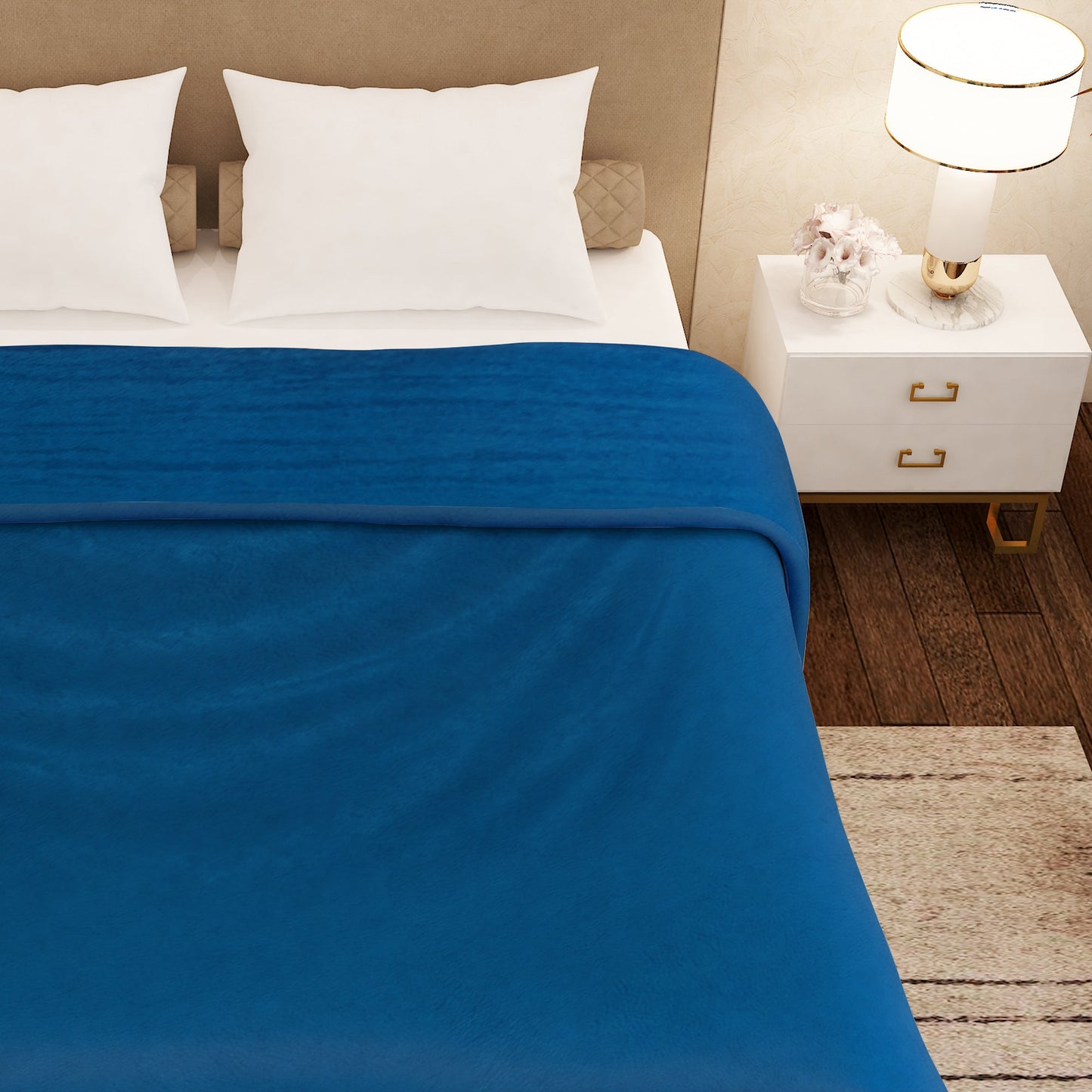 Premium Peacock Blue Double Flannel Blanket
