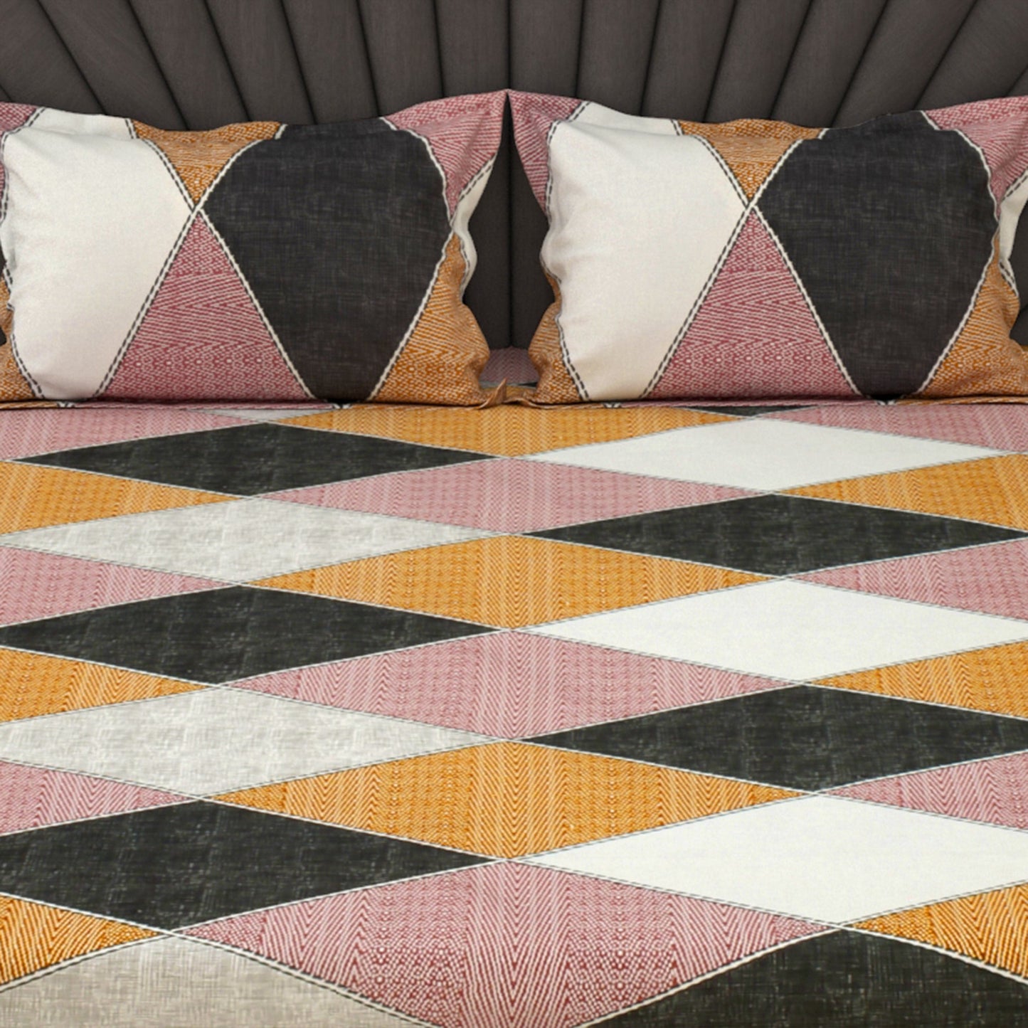 Metro 186 TC 100% Cotton Peach and Cream Double Bedsheet