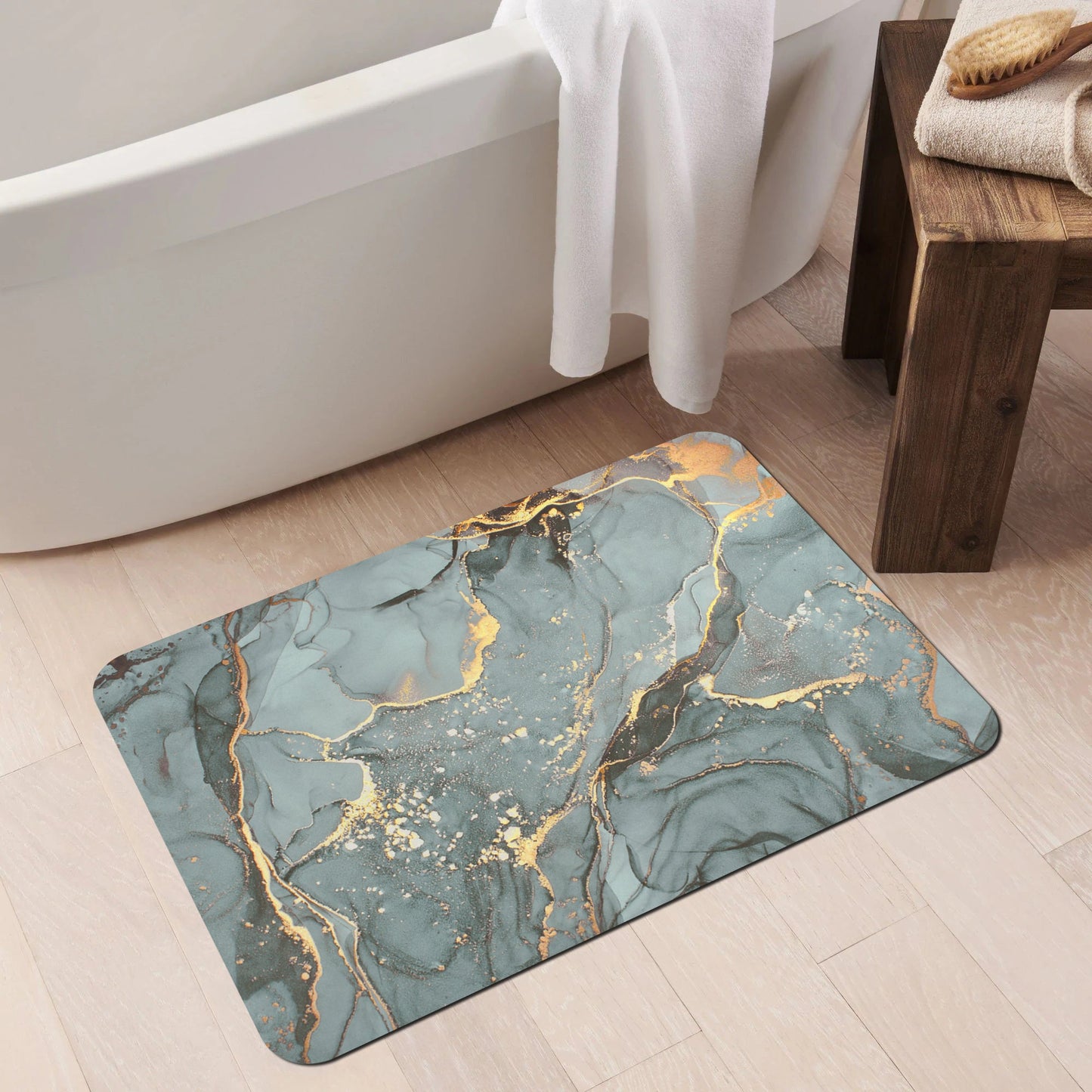 2 Units Nappa Leather Greyish Green Water Color Encore Bath Mats