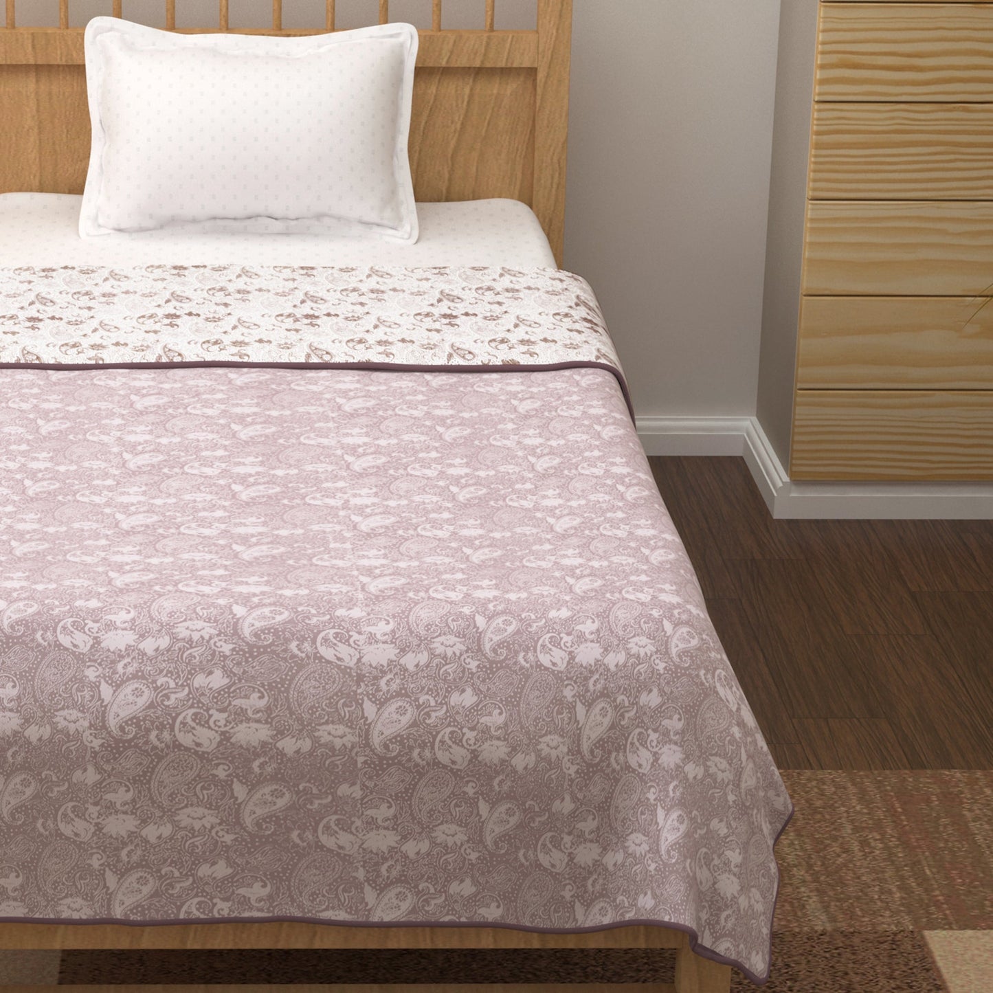 Super Soft Reversible Purple & White Motif Cotton Double Dohar