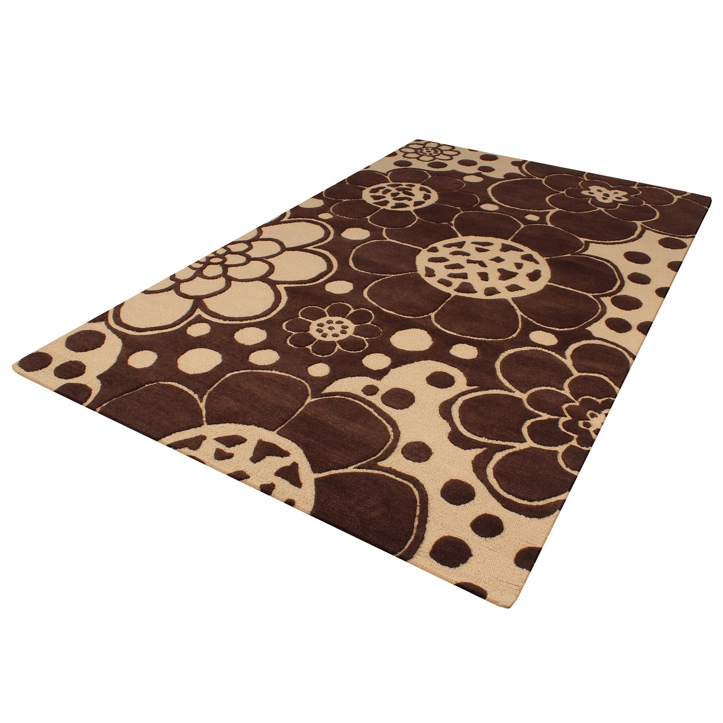 Brown Woolen Handmade Bhadohi Carpet