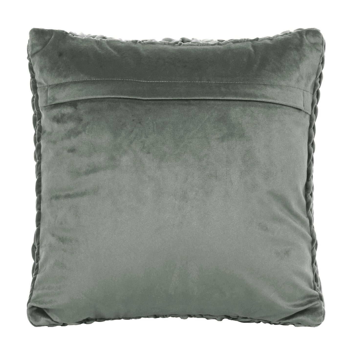 Grey Smocked Velvet Polyster SPLENDORA CUSHION COVER