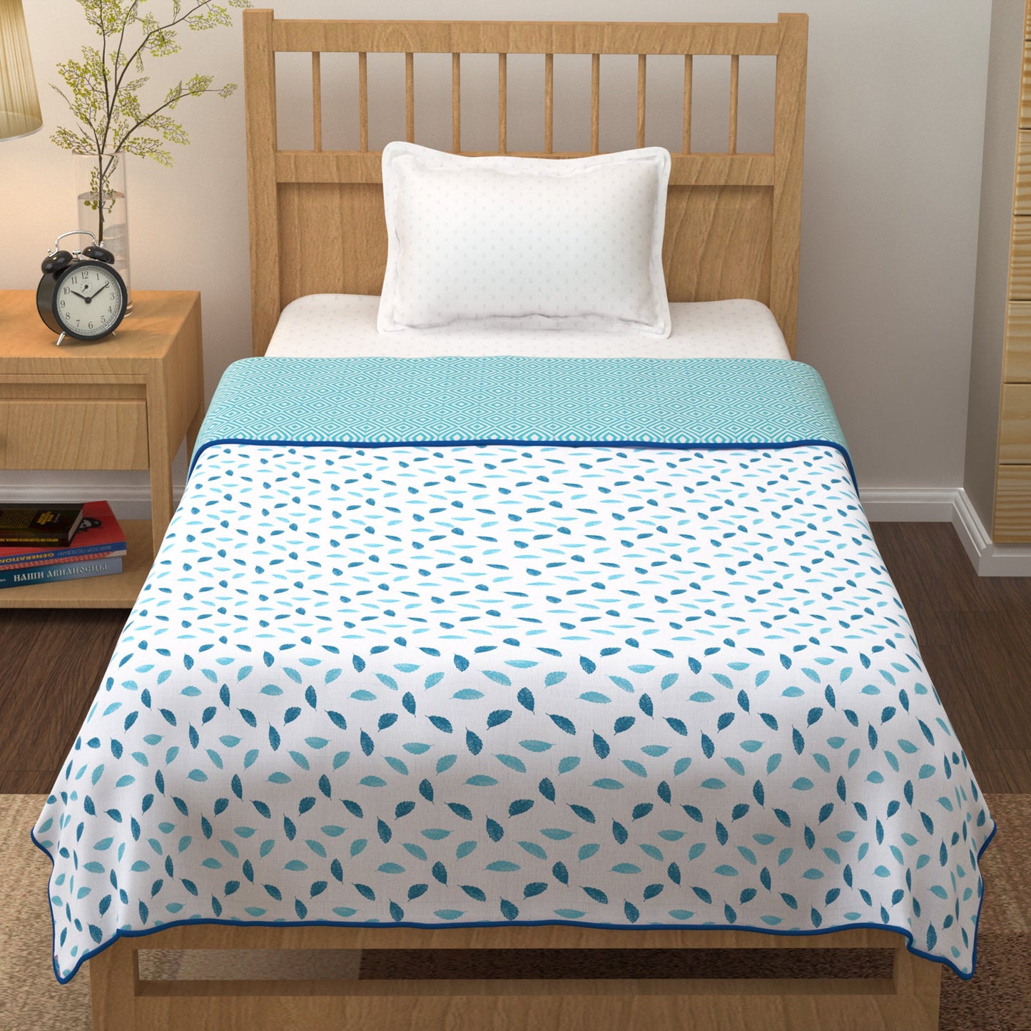 Super Soft Leaf White & Blue Single Dohar