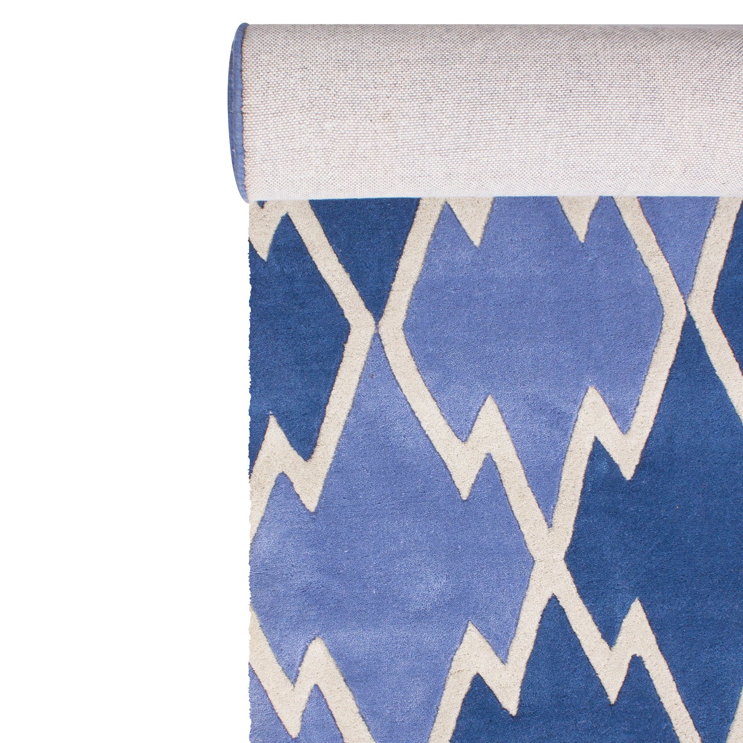 Blue Woolen Handmade Abstract Bhadohi Carpet
