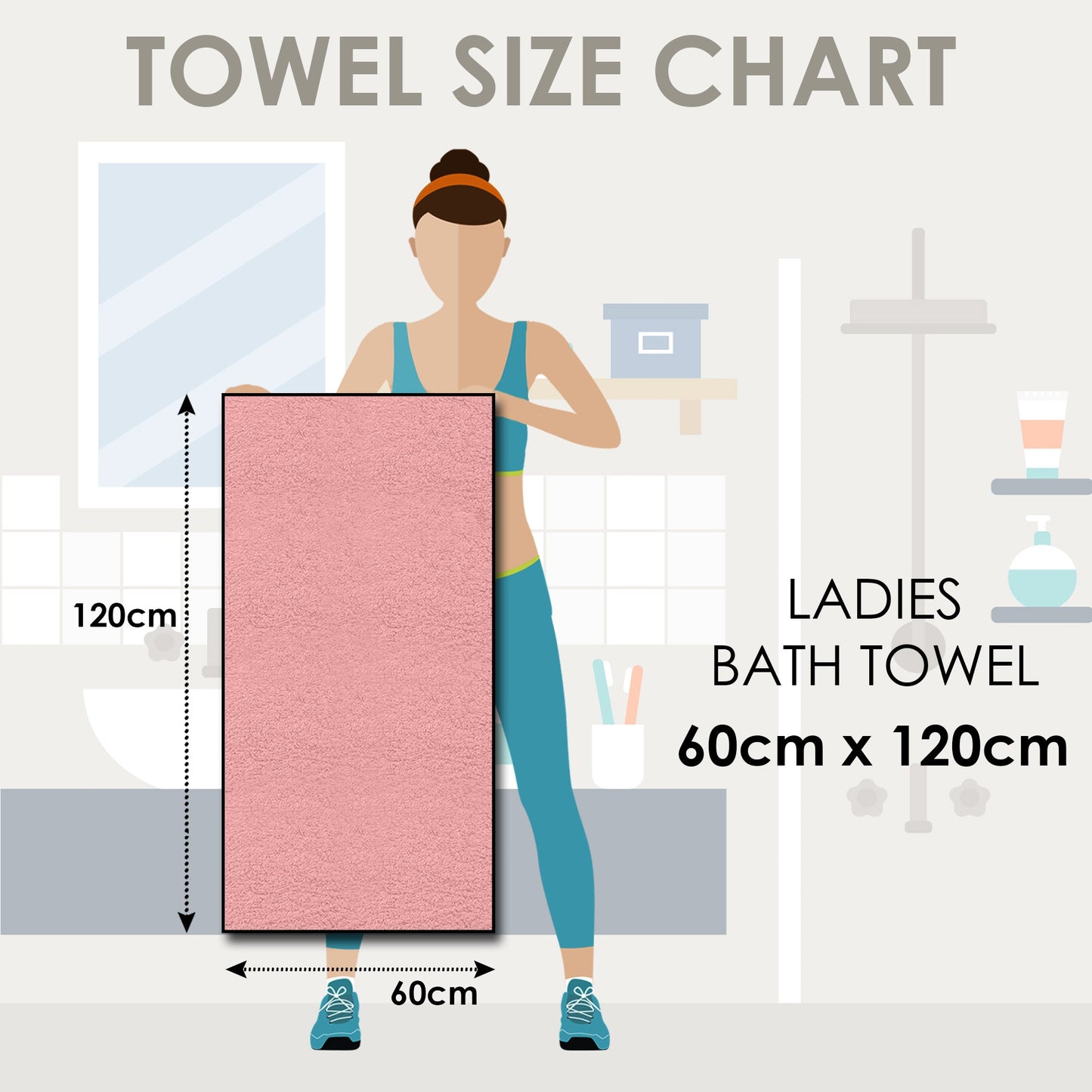 Story@Home 2 Units 100% Cotton Ladies Bath Towels - Green and Charcoal Grey