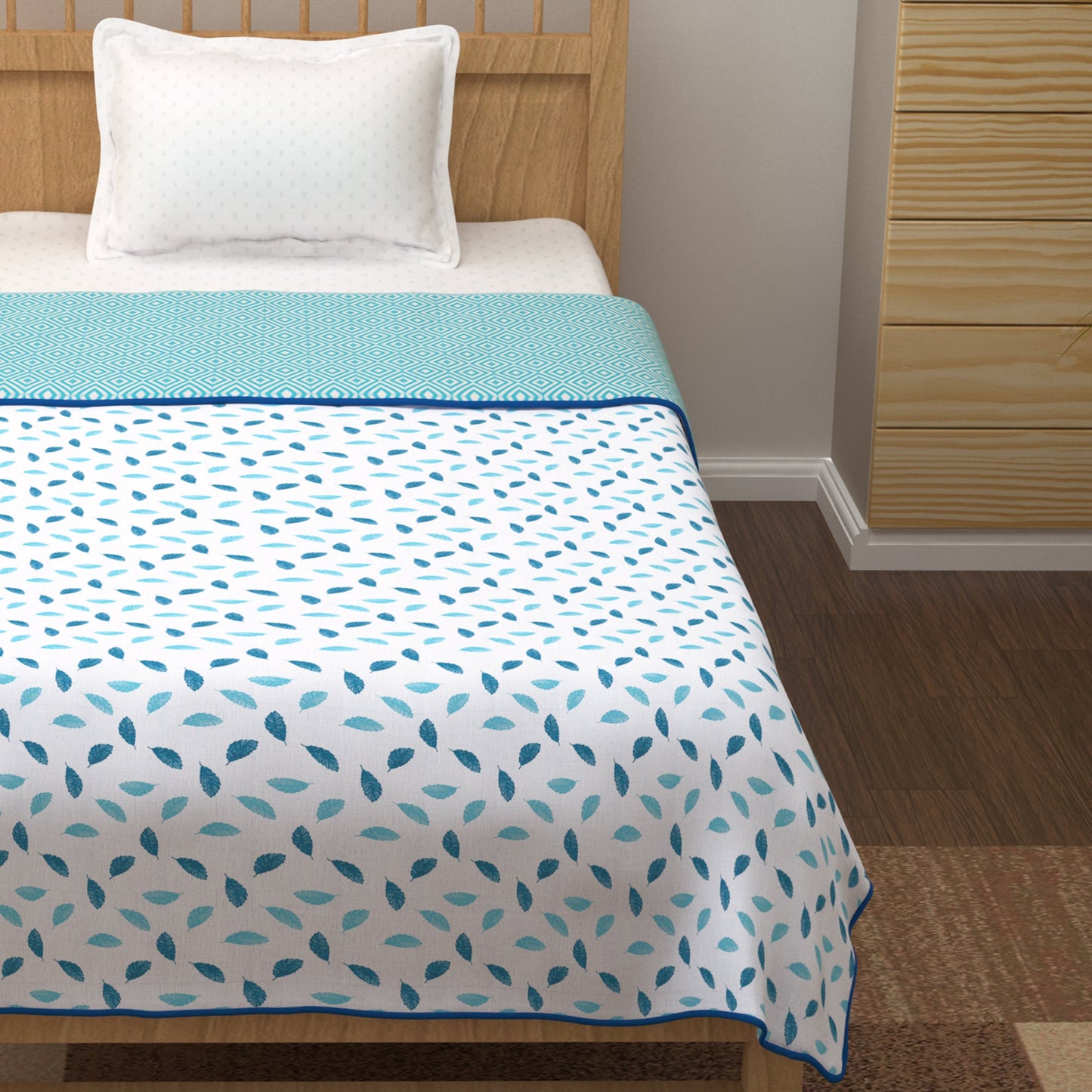 Super Soft Leaf White & Blue Single Dohar