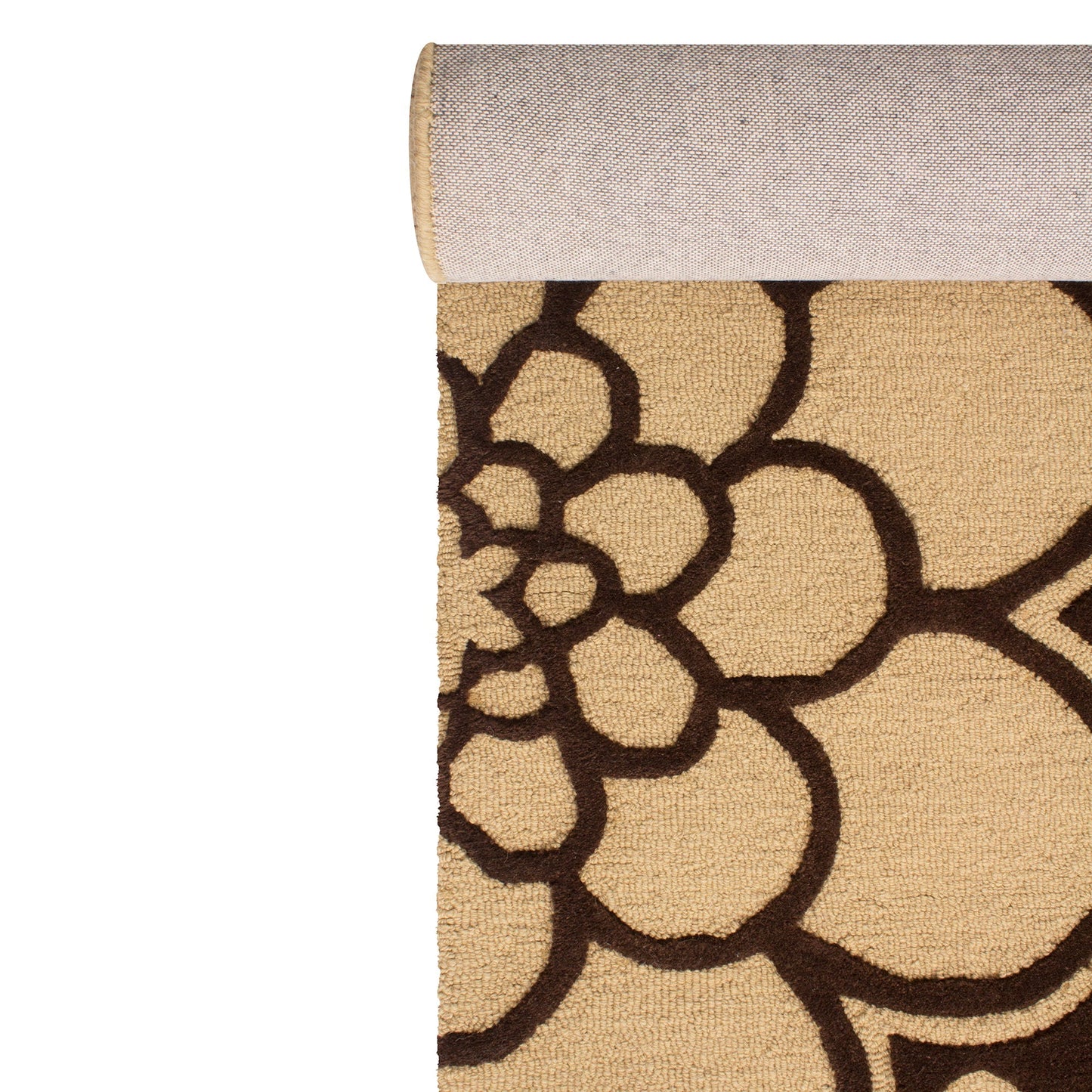 Brown Woolen Handmade Bhadohi Carpet