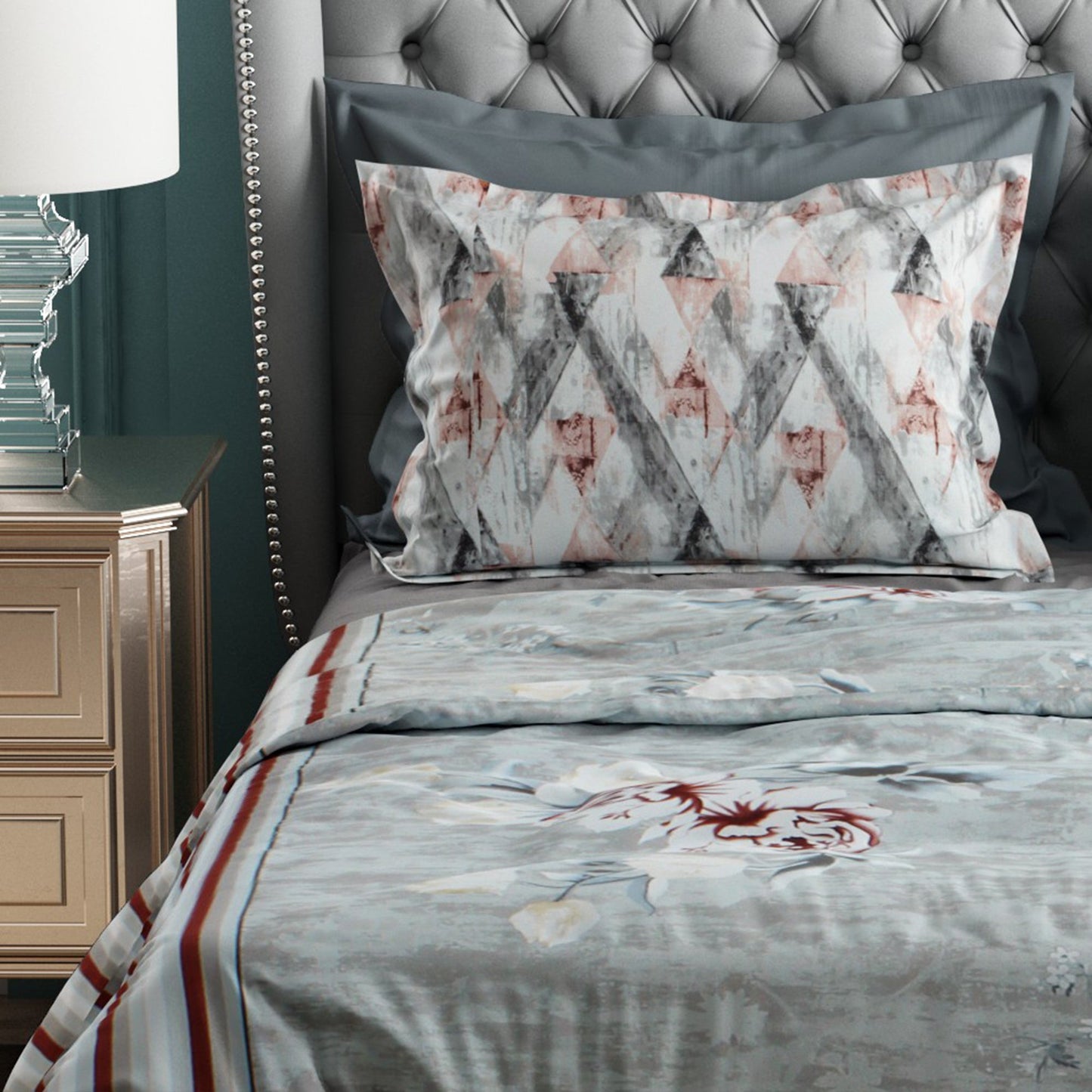 Studio Luxurious 144 TC 100% Cotton Grey Double Bedsheet