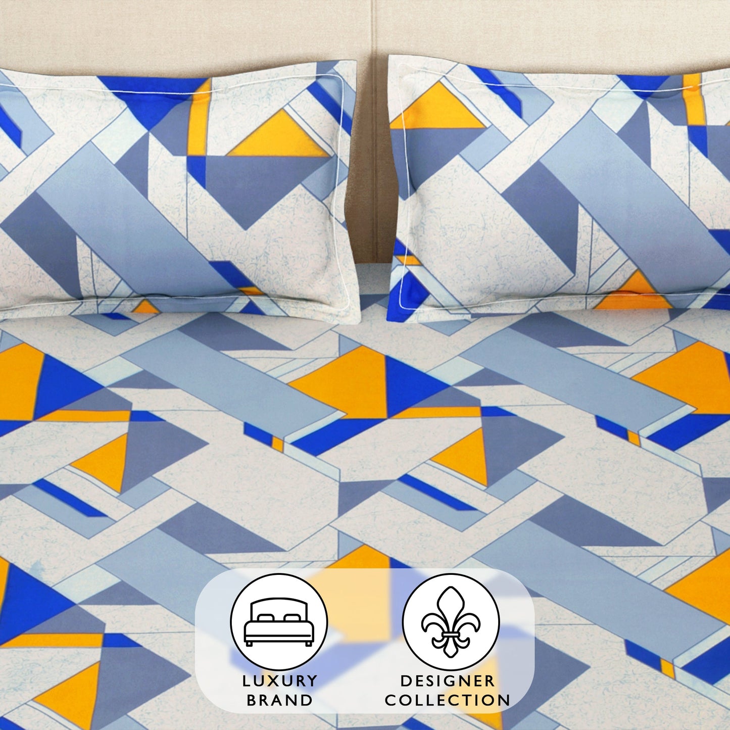 Arena 186 TC Yellow Double Size Fitted Bedsheet With 2 Pillow Cover
