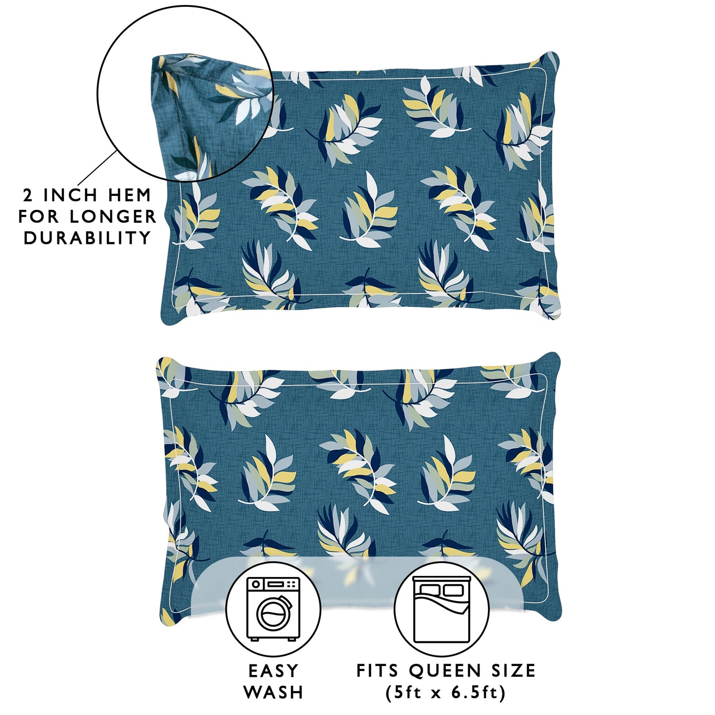 Story@Home 2 Pcs Arena Microfiber Double Bedsheets Combo With 4 Pillow Covers - Blue & Mauve