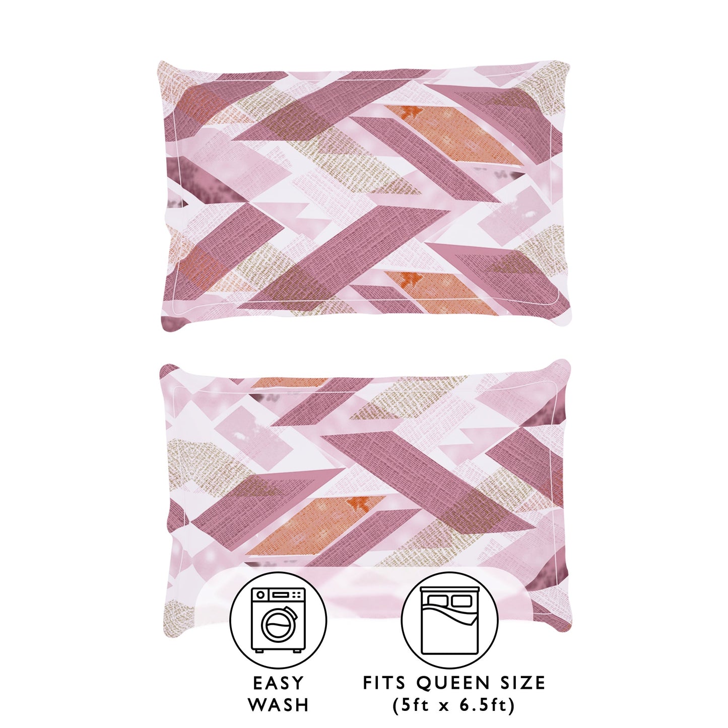Story@Home 2 Pcs Arena Microfiber Double Bedsheets Combo With 4 Pillow Covers - Blue & Mauve