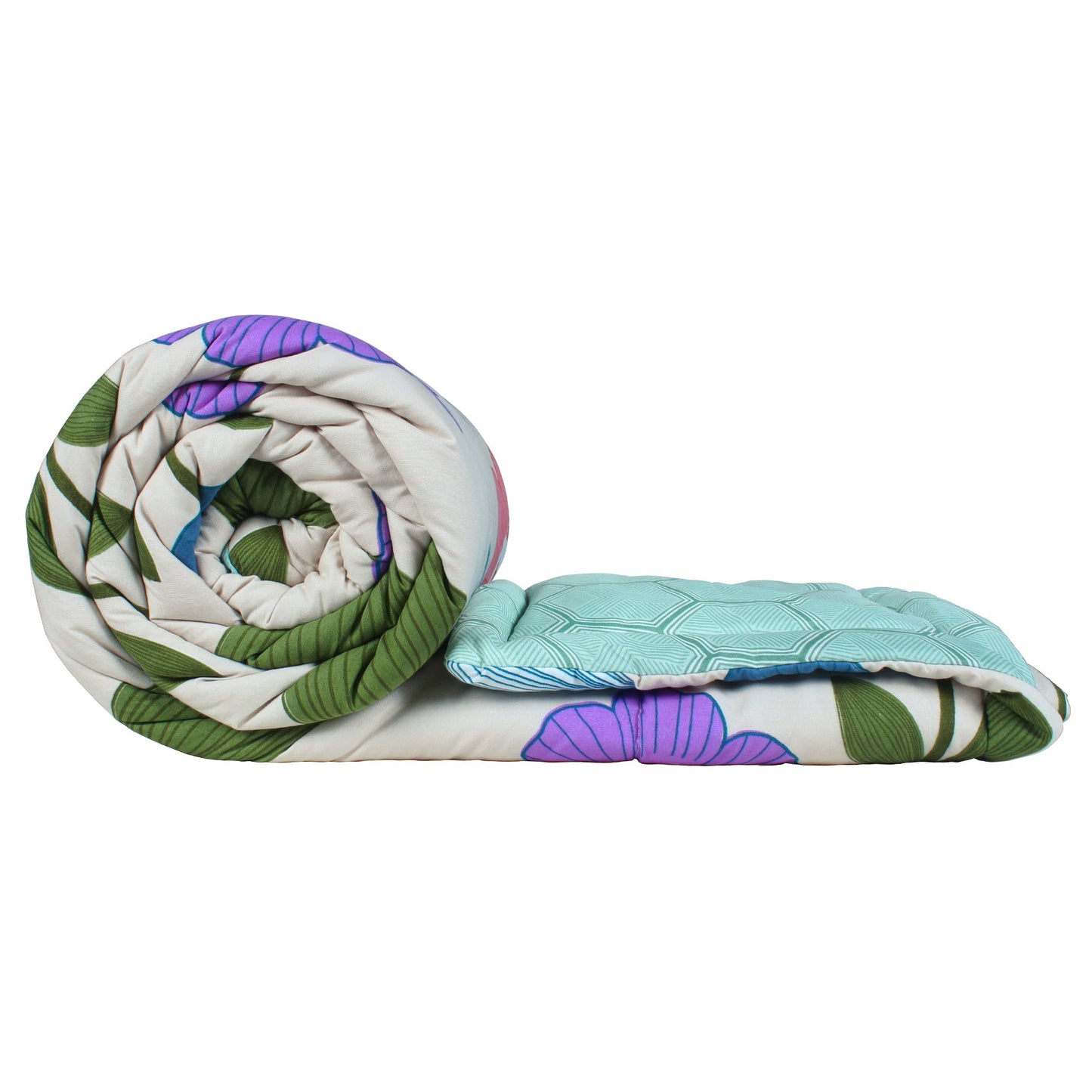 180 GSM Cream Floral Microfiber Fusion Reversible Single Comforter