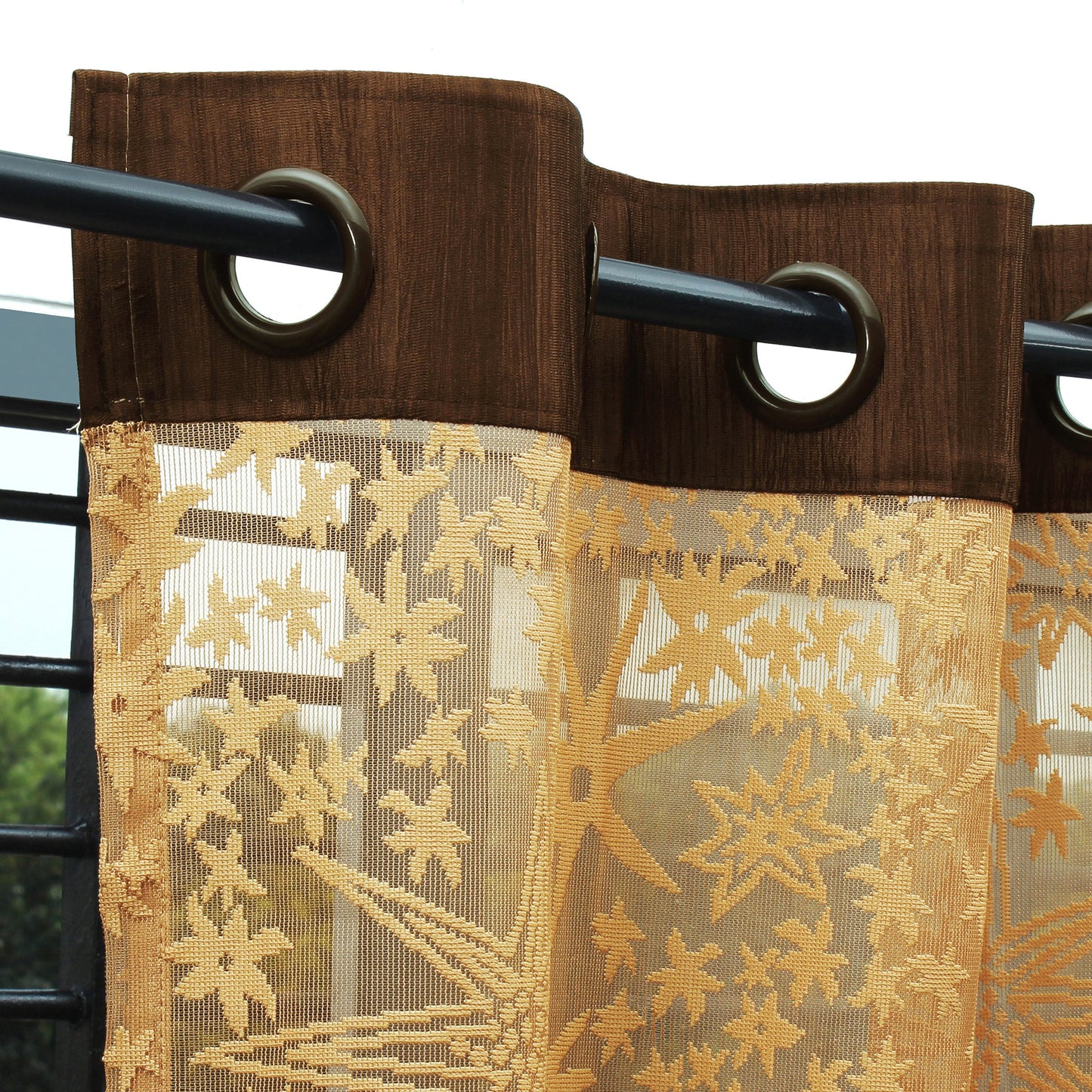 2 Pcs Gold Color Aura Sheer Net Polyester Window/Door/Long Door Curtains