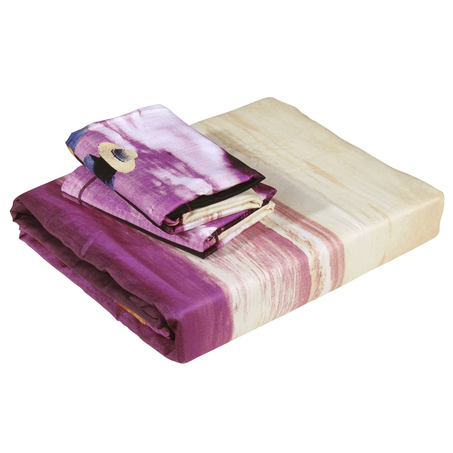 Artini Collection Joyouse Couple Pattern King Size Bedsheet - Purple