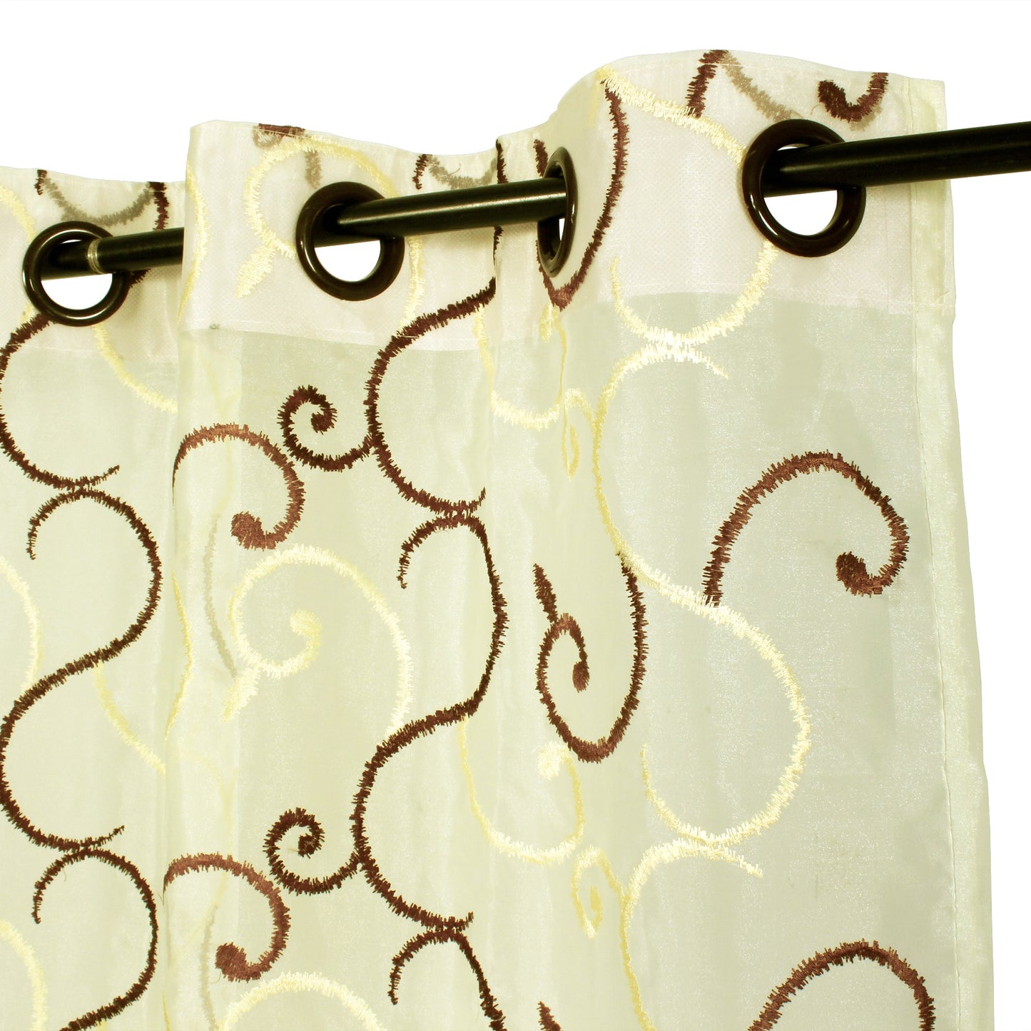 2 Pcs Beige & Coffee Brown Imagica Sheer Door Curtain, 7 ft