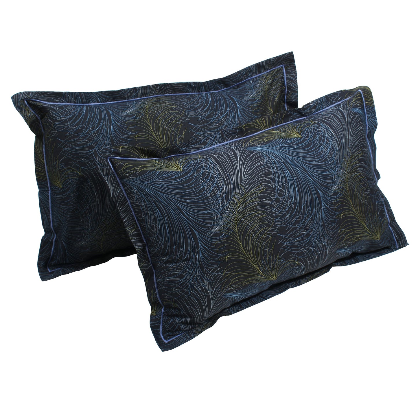 MOLLIS HOMES SUPER KING SIZE BEDSHEET - Navy Blue, Seamless Feather Pattern