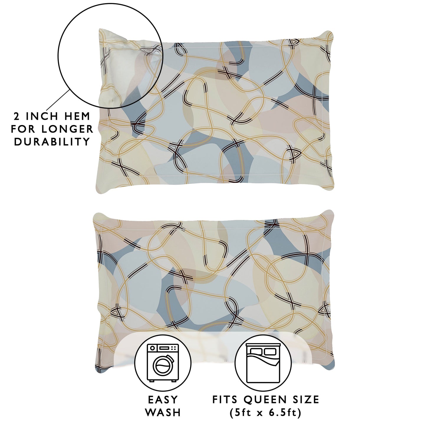 Story@Home 2 Pcs Arena Microfiber Double Bedsheets Combo With 4 Pillow Covers - Cream & Brown