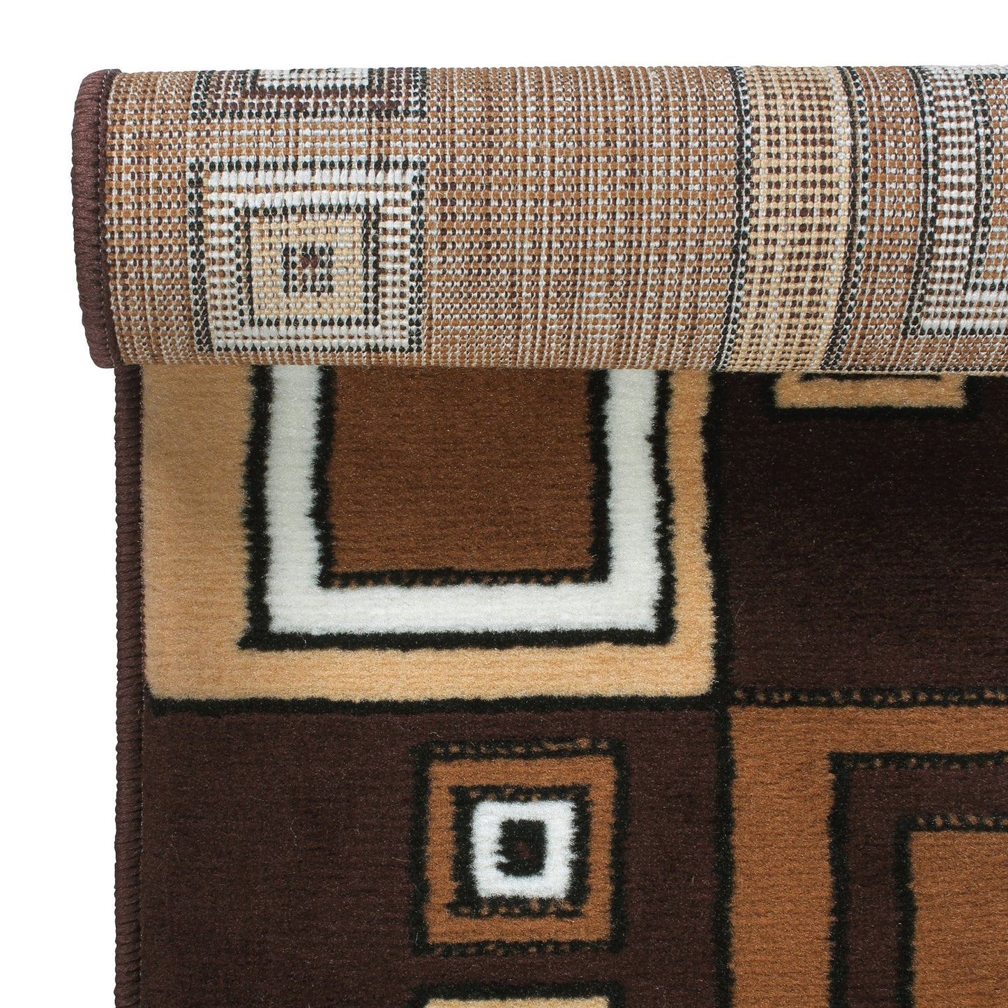 Brown Geometric Rustico Rug/Carpet with Anti Skid Backing