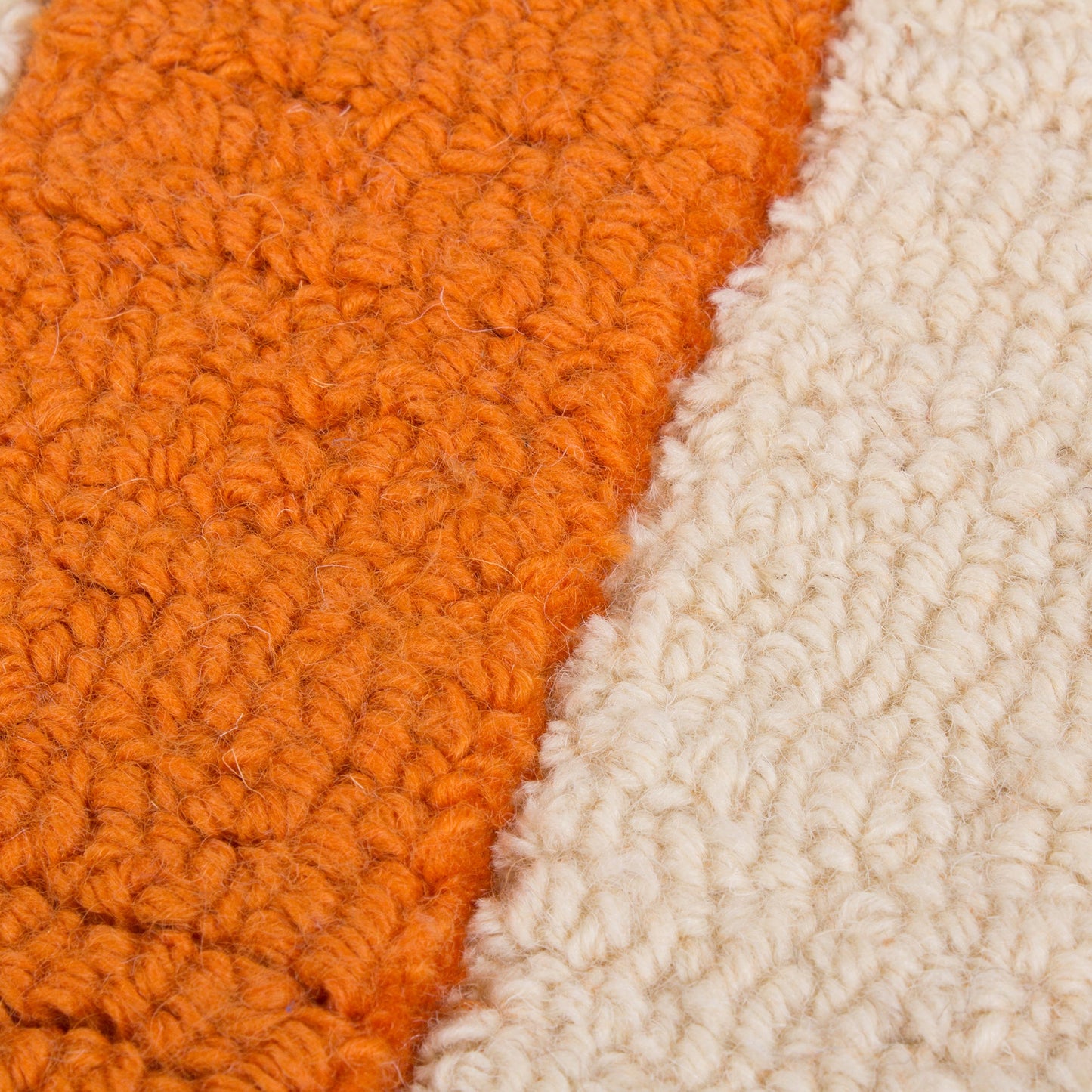 Orange Woolen Handmade Abstract Bhadohi Carpet