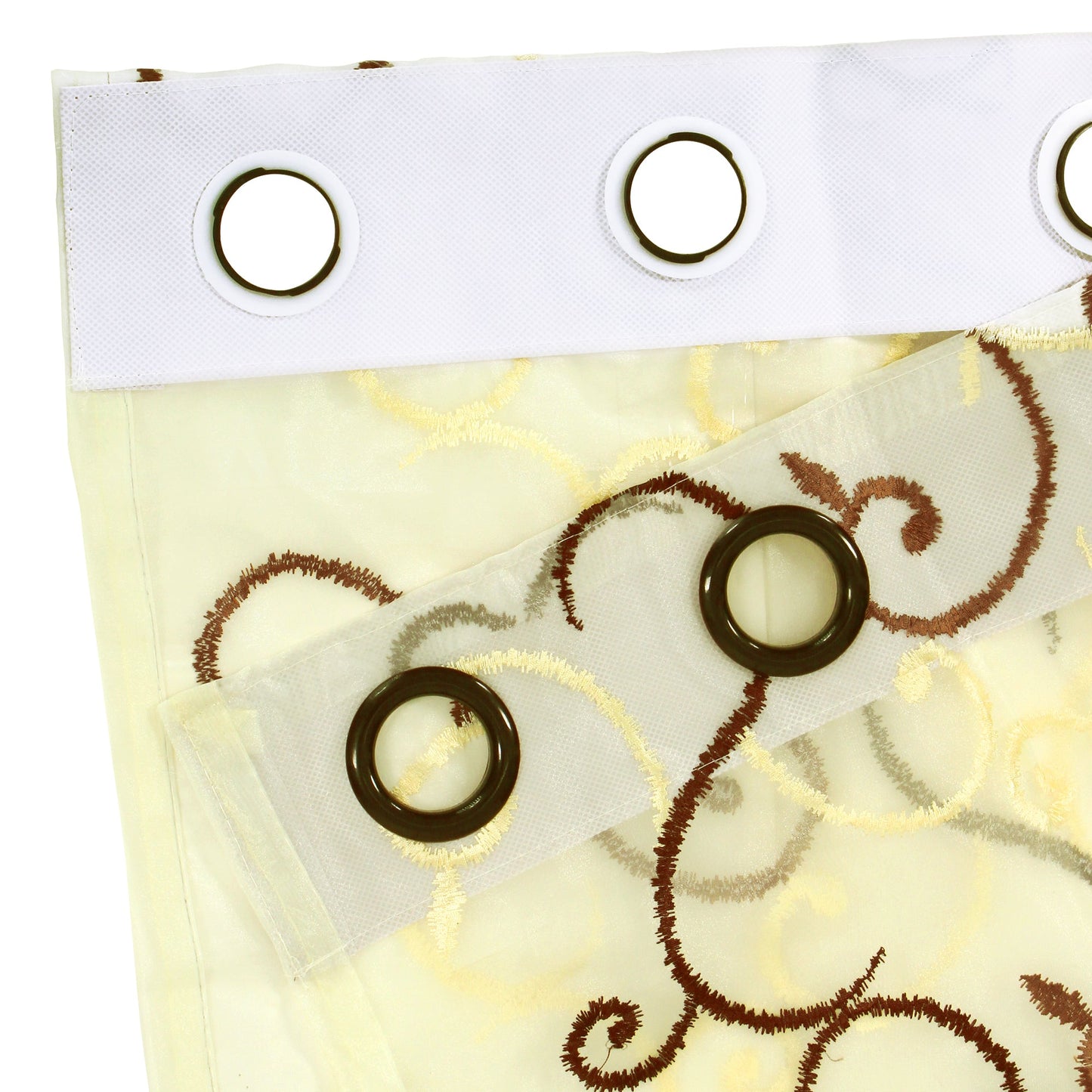 2 Pcs Beige & Coffee Brown Imagica Sheer Door Curtain, 7 ft