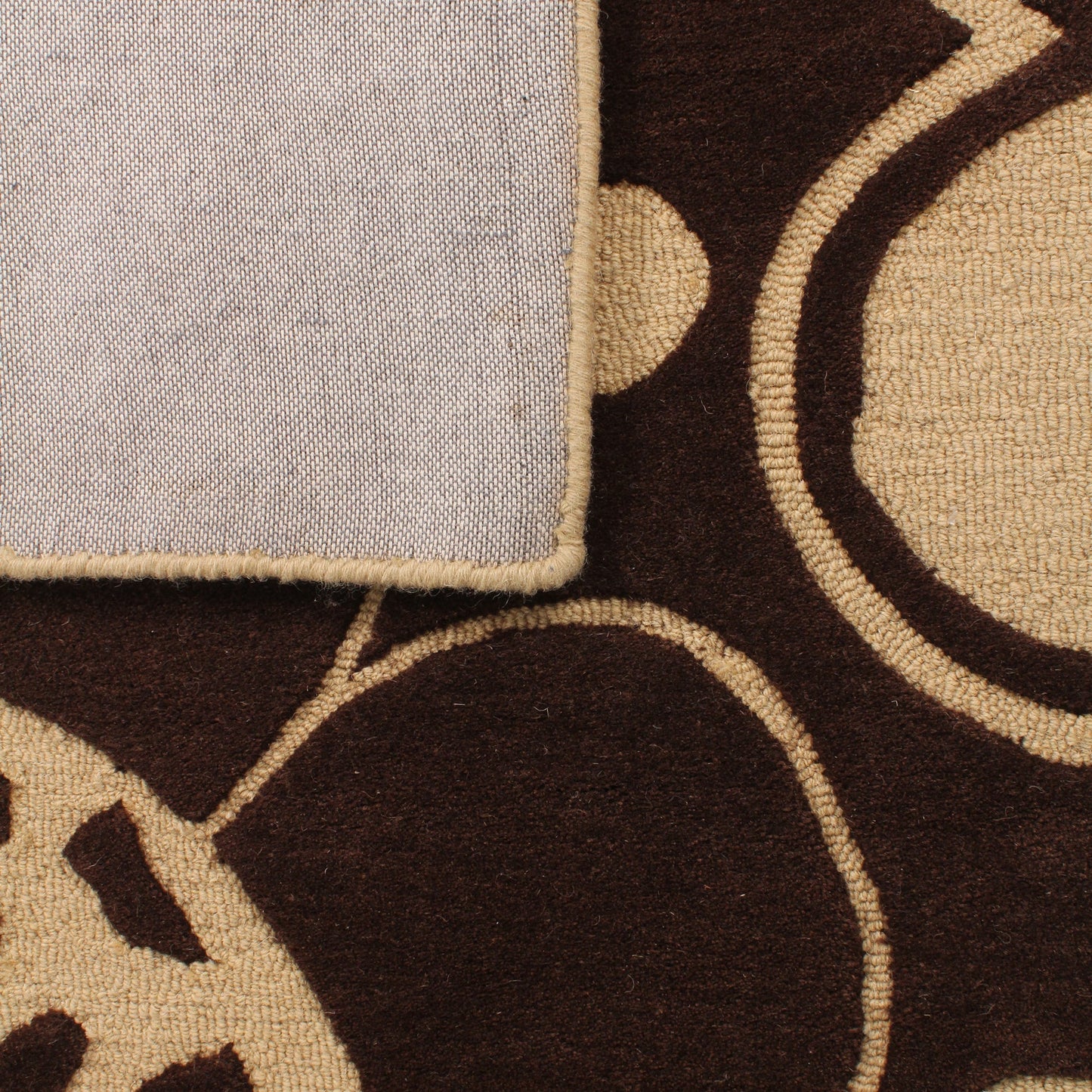 Brown Woolen Handmade Bhadohi Carpet