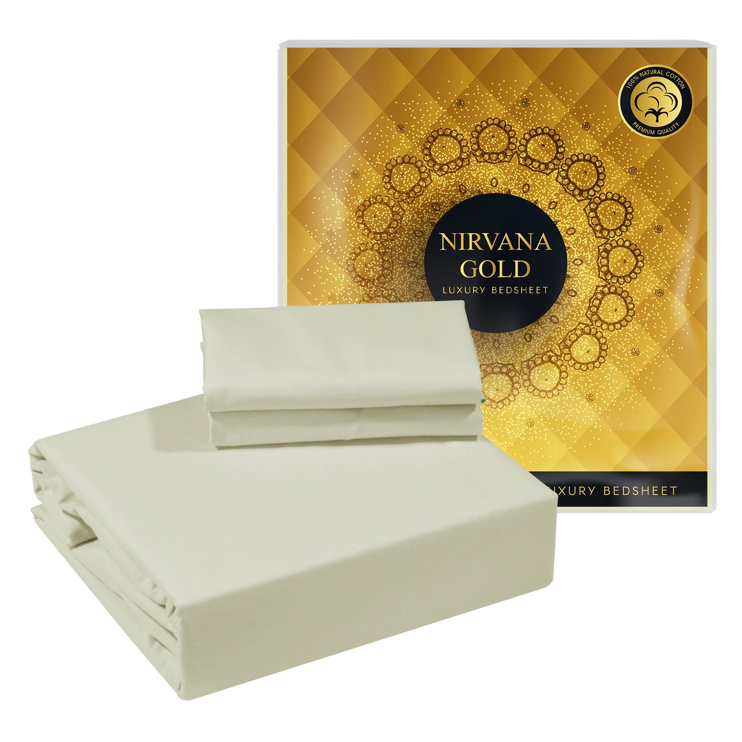 400 TC 100% Cotton Ivory 1 Unit King size Bedsheet with 2 pillow Covers
