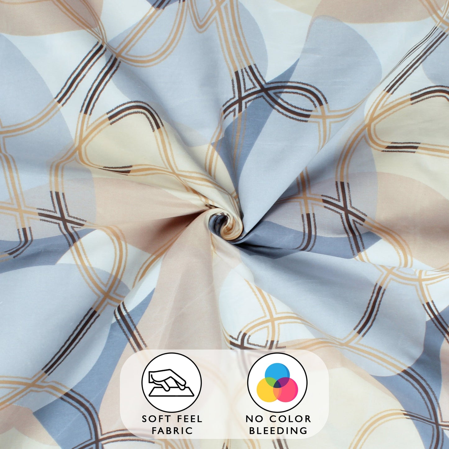 Story@Home 2 Pcs Arena Microfiber Double Bedsheets Combo With 4 Pillow Covers - Cream & Brown