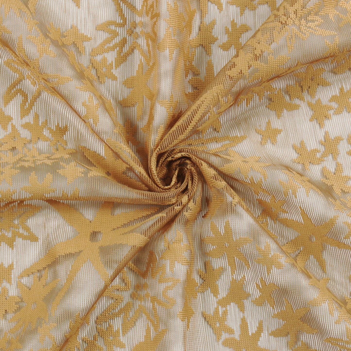 2 Pcs Gold Color Aura Sheer Net Polyester Window/Door/Long Door Curtains