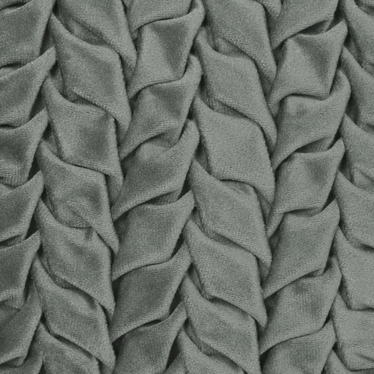 Grey Smocked Velvet Polyster SPLENDORA CUSHION COVER