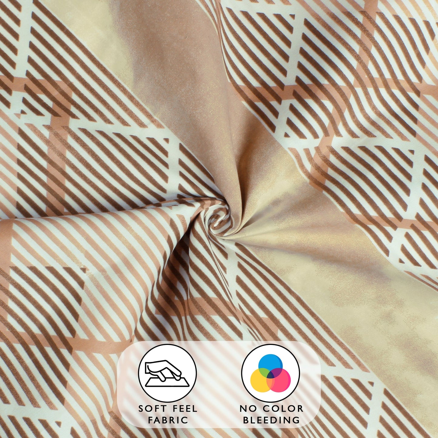 Story@Home 2 Pcs Arena Microfiber Double Bedsheets Combo With 4 Pillow Covers - Cream & Brown