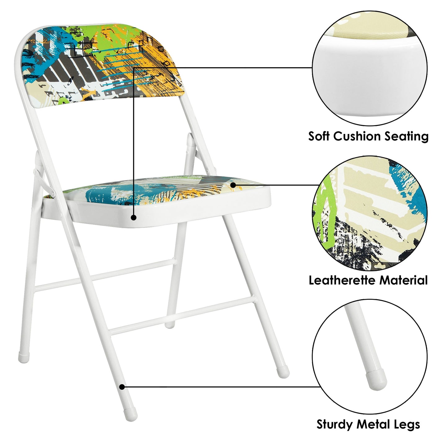 Folding Padded Blue Metal Chair