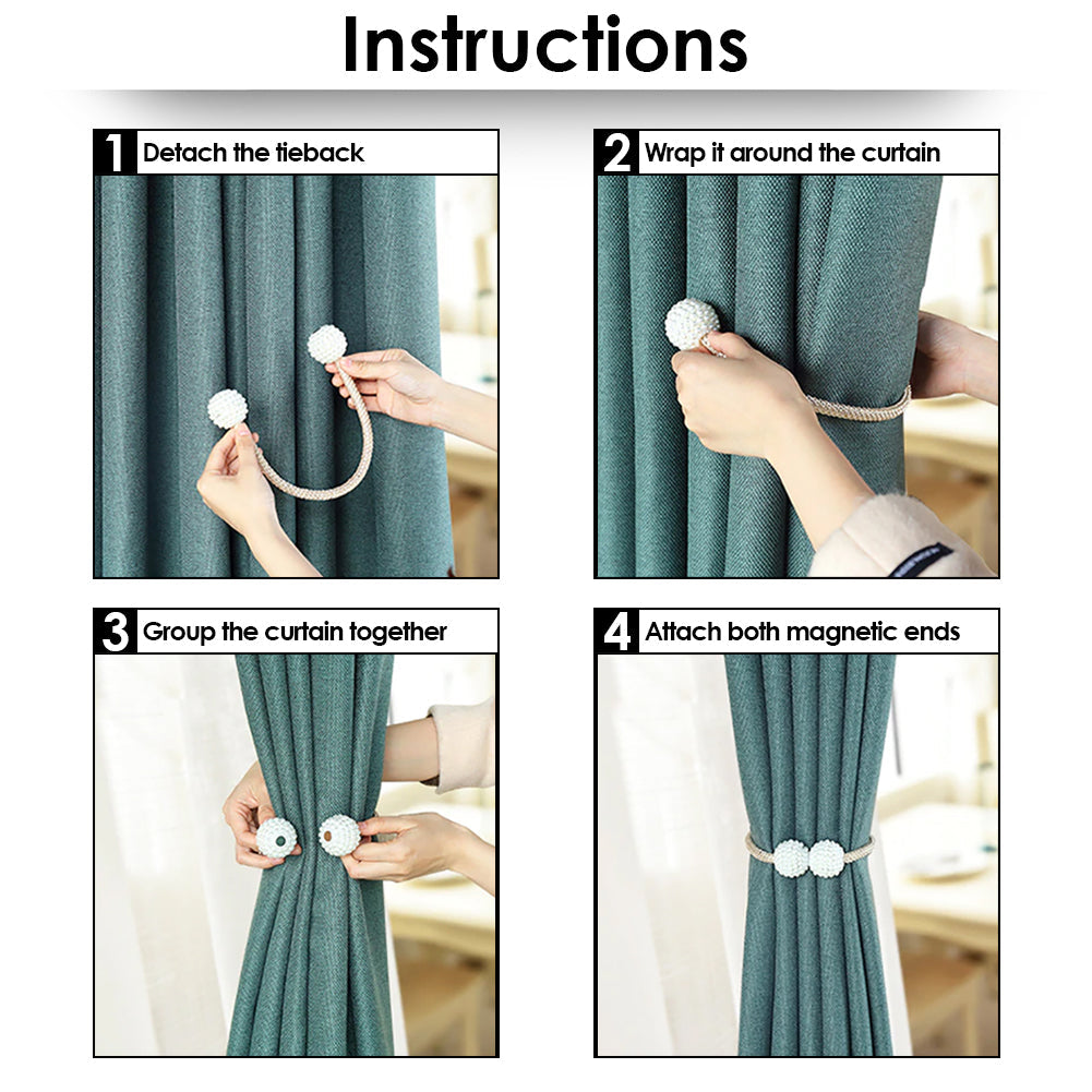Set of 2 Magnetic Curtain Tie back