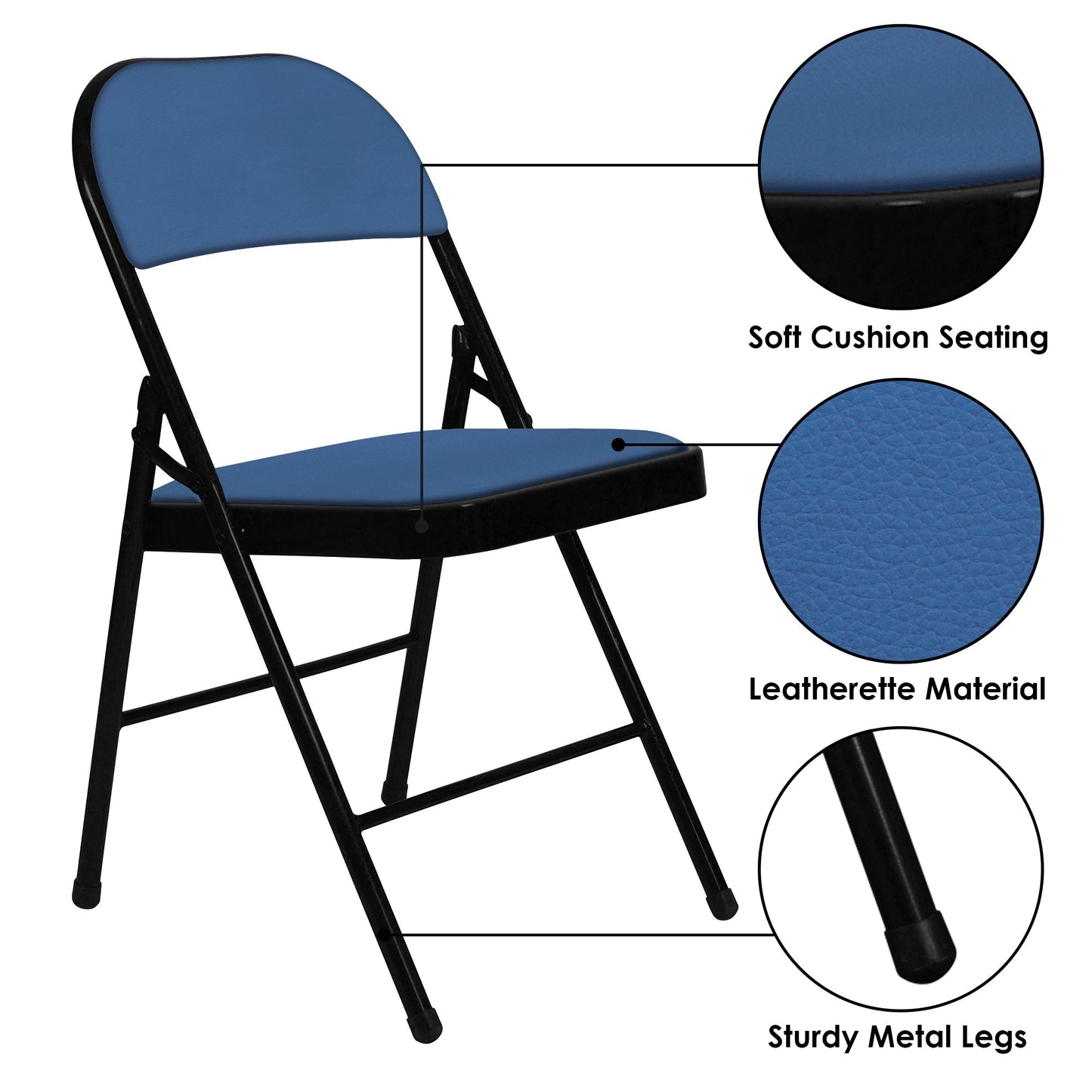 Folding Padded Blue Metal Chair