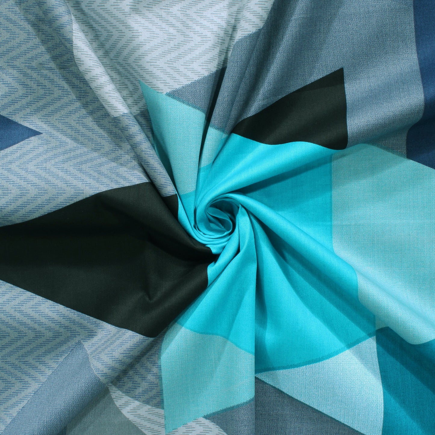 Artini Collection Geometric Pattern King Size Bedsheet - Blue
