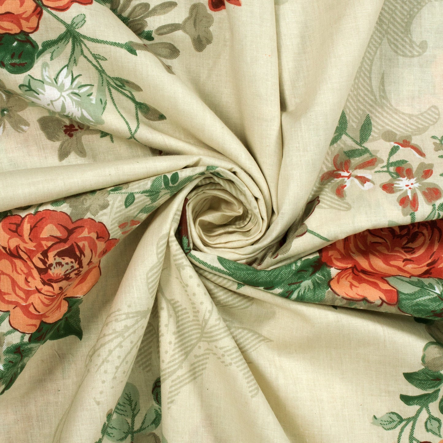 Metro Cotton Double Bedsheets Combo - 186 TC- Grey and Cream/Orange - Floral