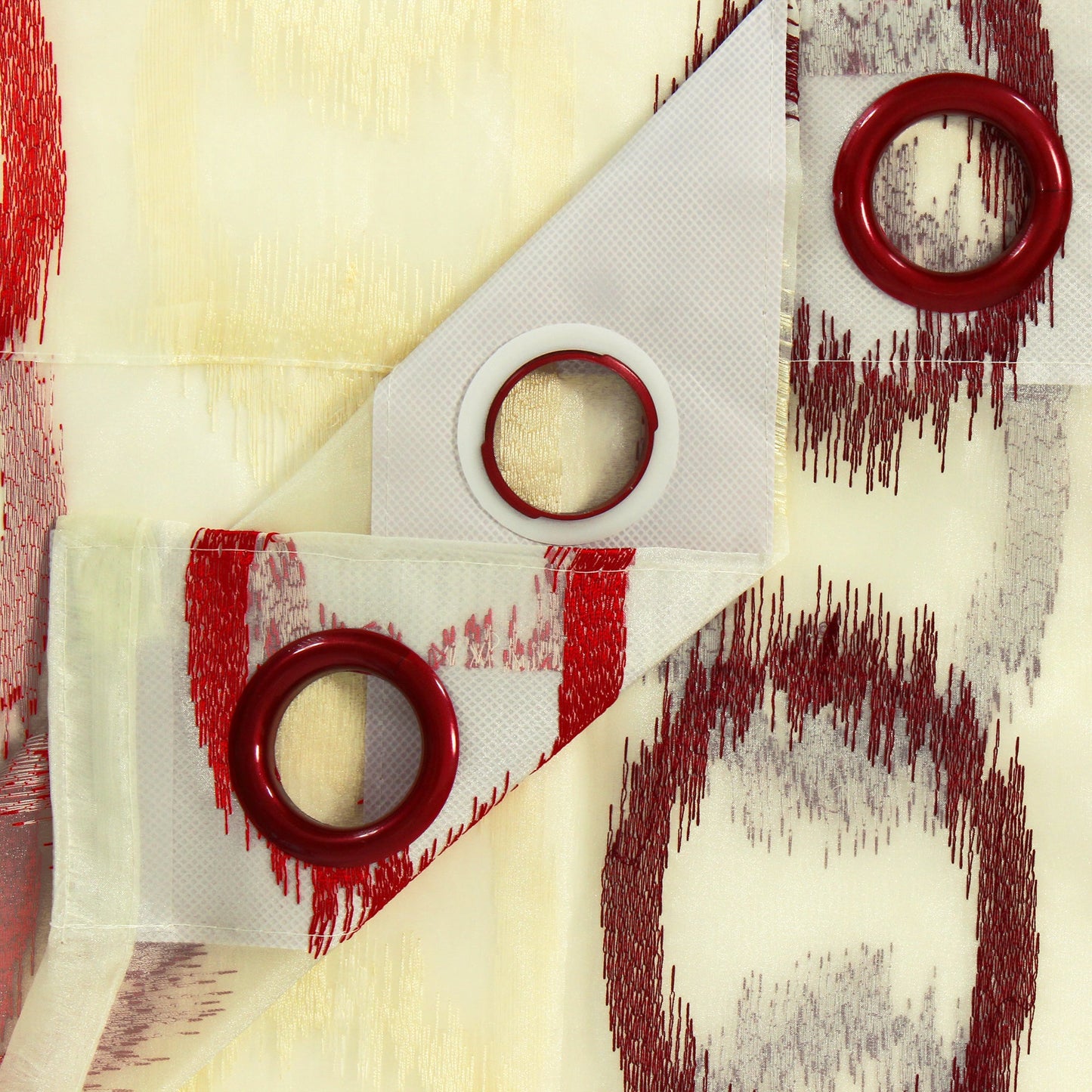 2 Pcs Beige & Maroon Imagica Sheer Door Curtain, 7 ft