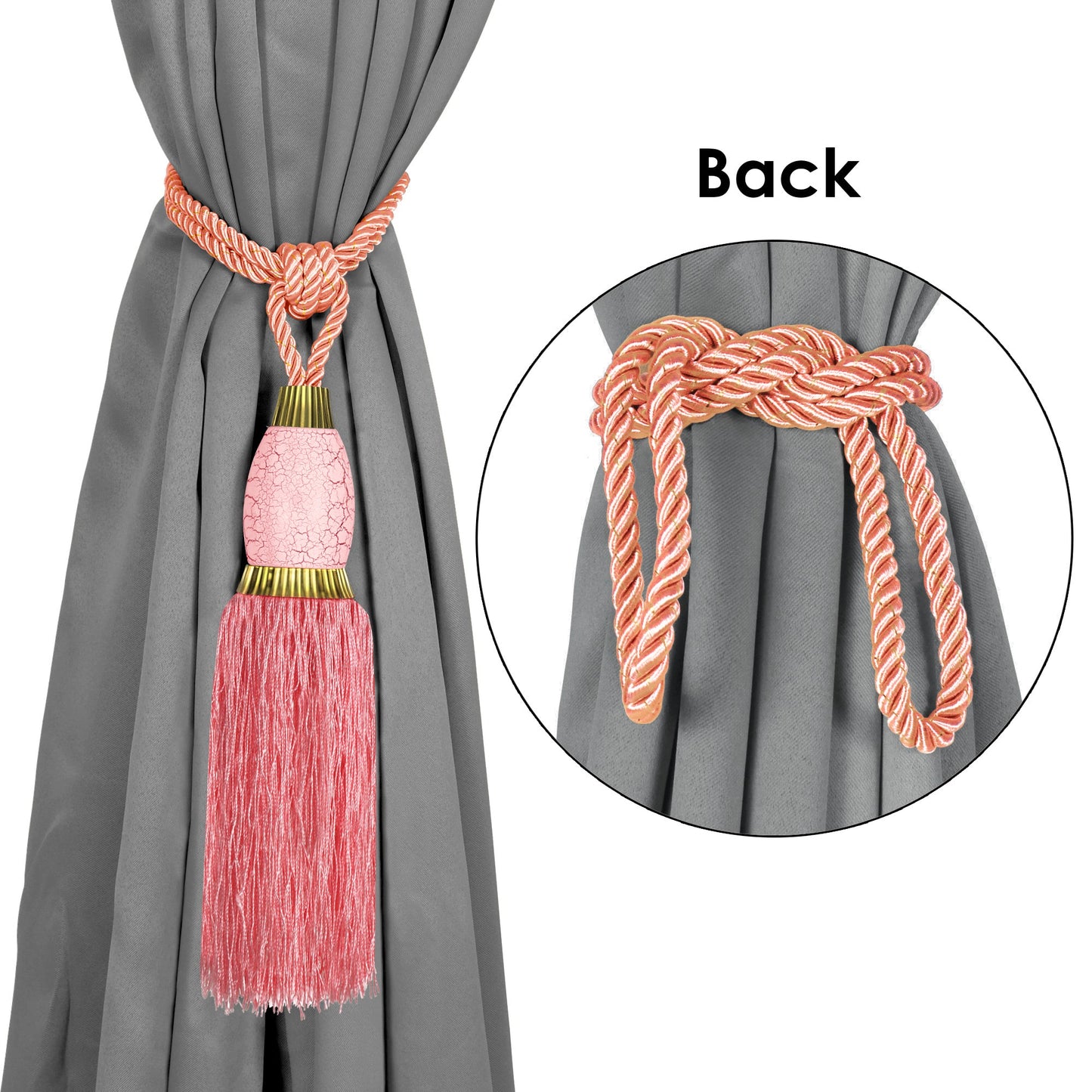 Set Of 4 Home Decorative Braided Tassel Rope Tiebacks