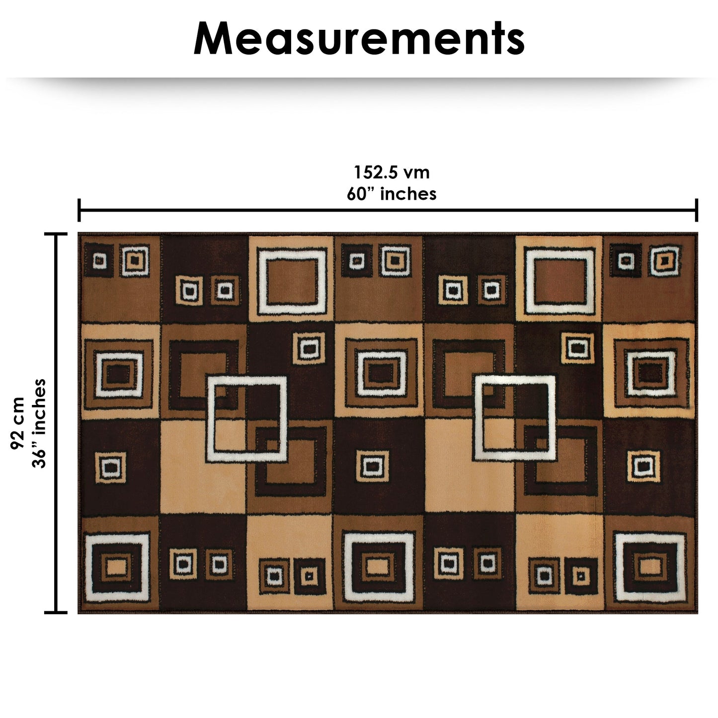Brown Geometric Rustico Rug/Carpet with Anti Skid Backing