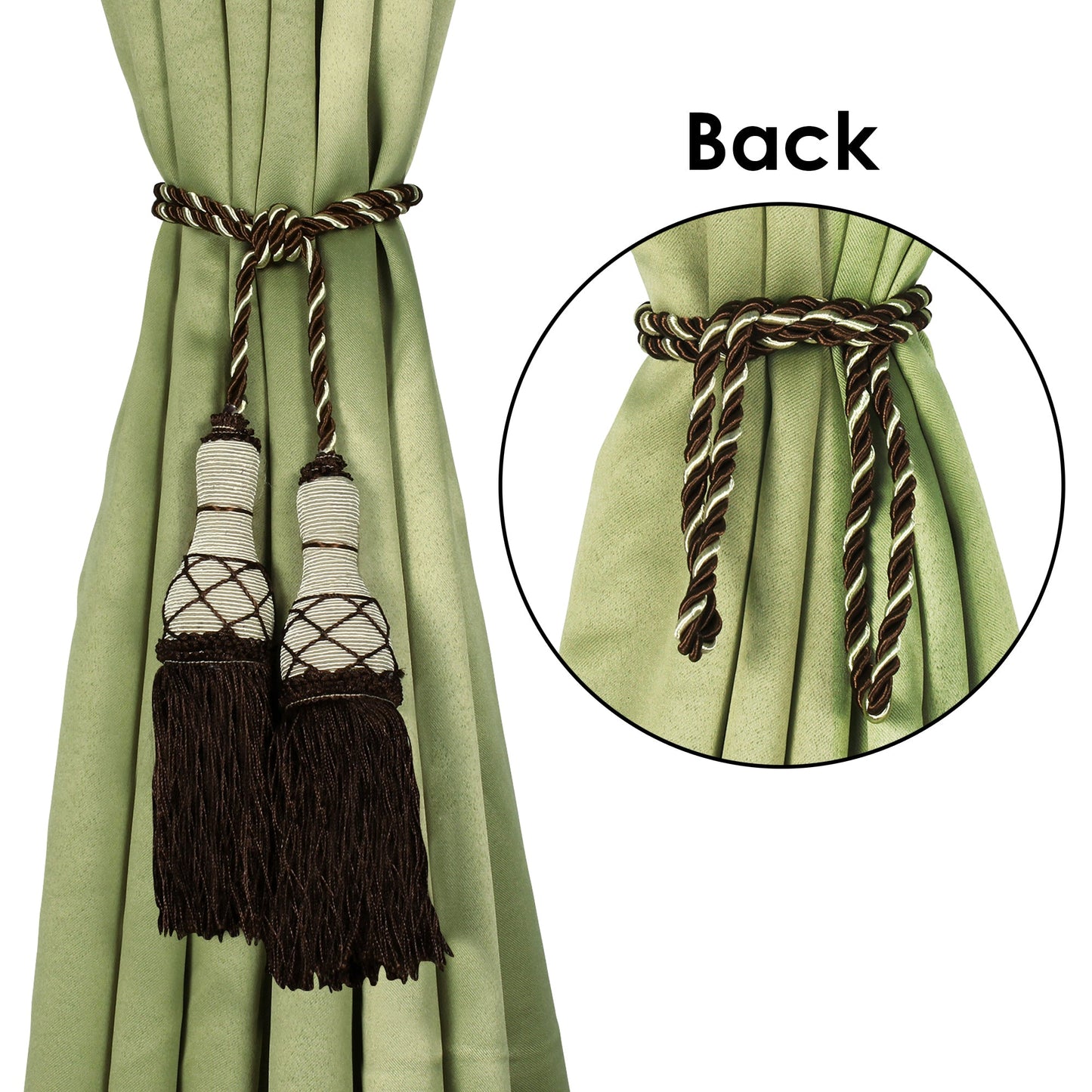Set Of 4 Home Decorative Braided Tassel Rope Tiebacks