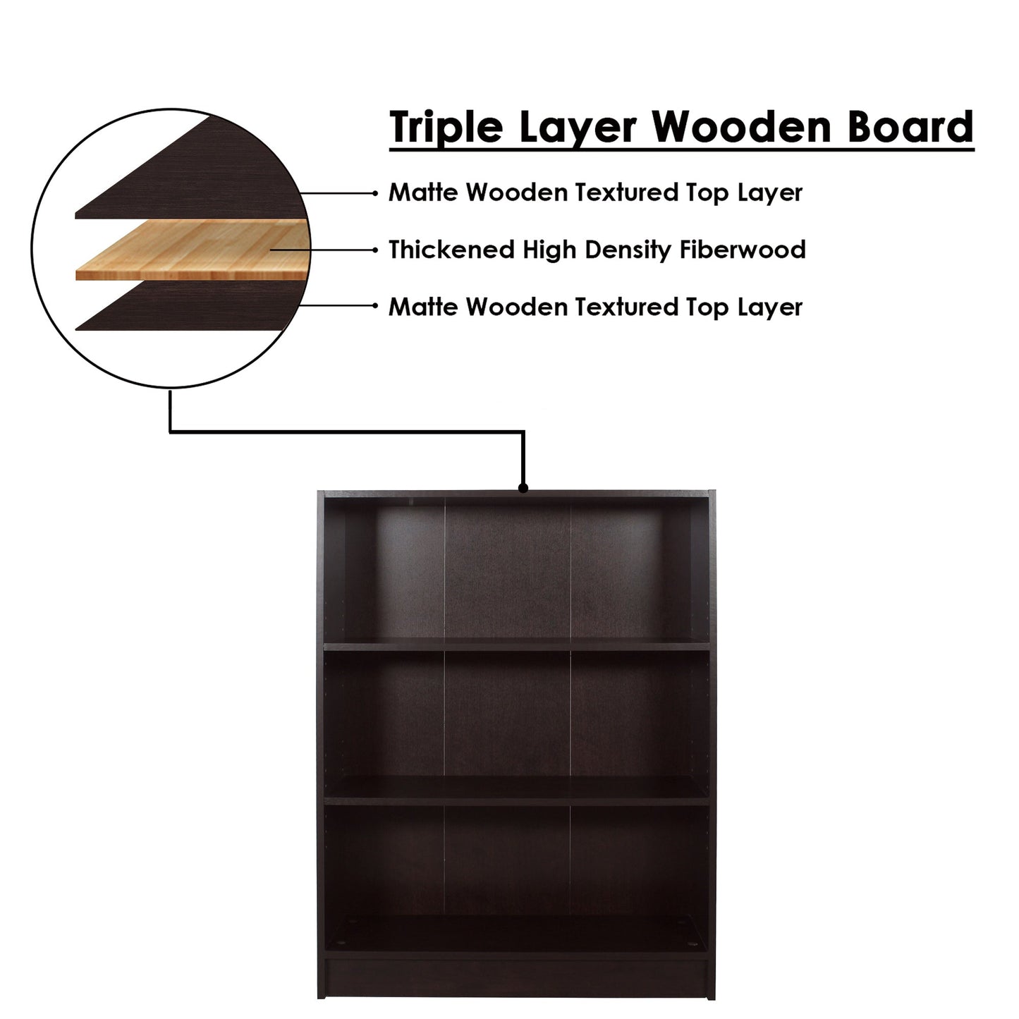 Lazywud Book Shelf For Living Room (Dark Wenge)