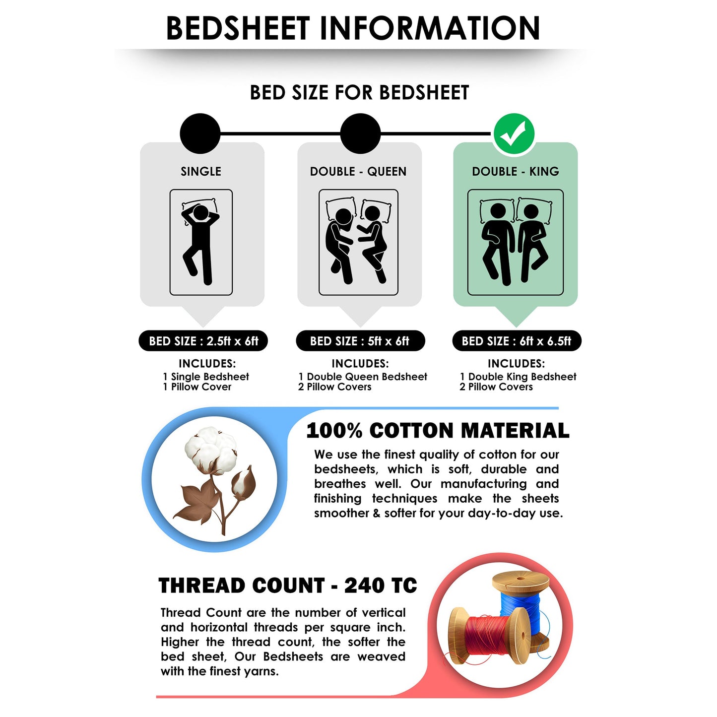Forever 240 TC Brown King Size Bedsheet