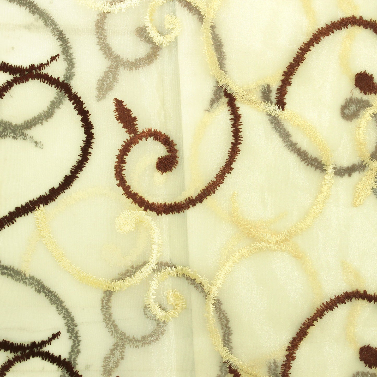 2 Pcs Beige & Coffee Brown Imagica Sheer Door Curtain, 7 ft