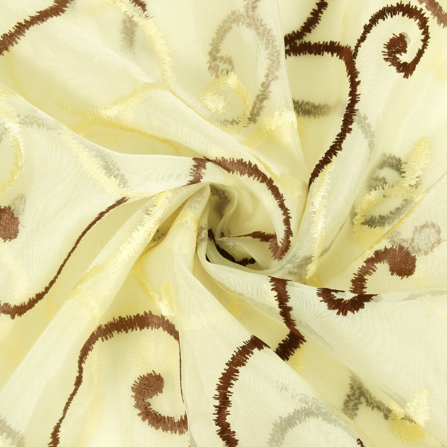 2 Pcs Beige & Coffee Brown Imagica Sheer Door Curtain, 7 ft