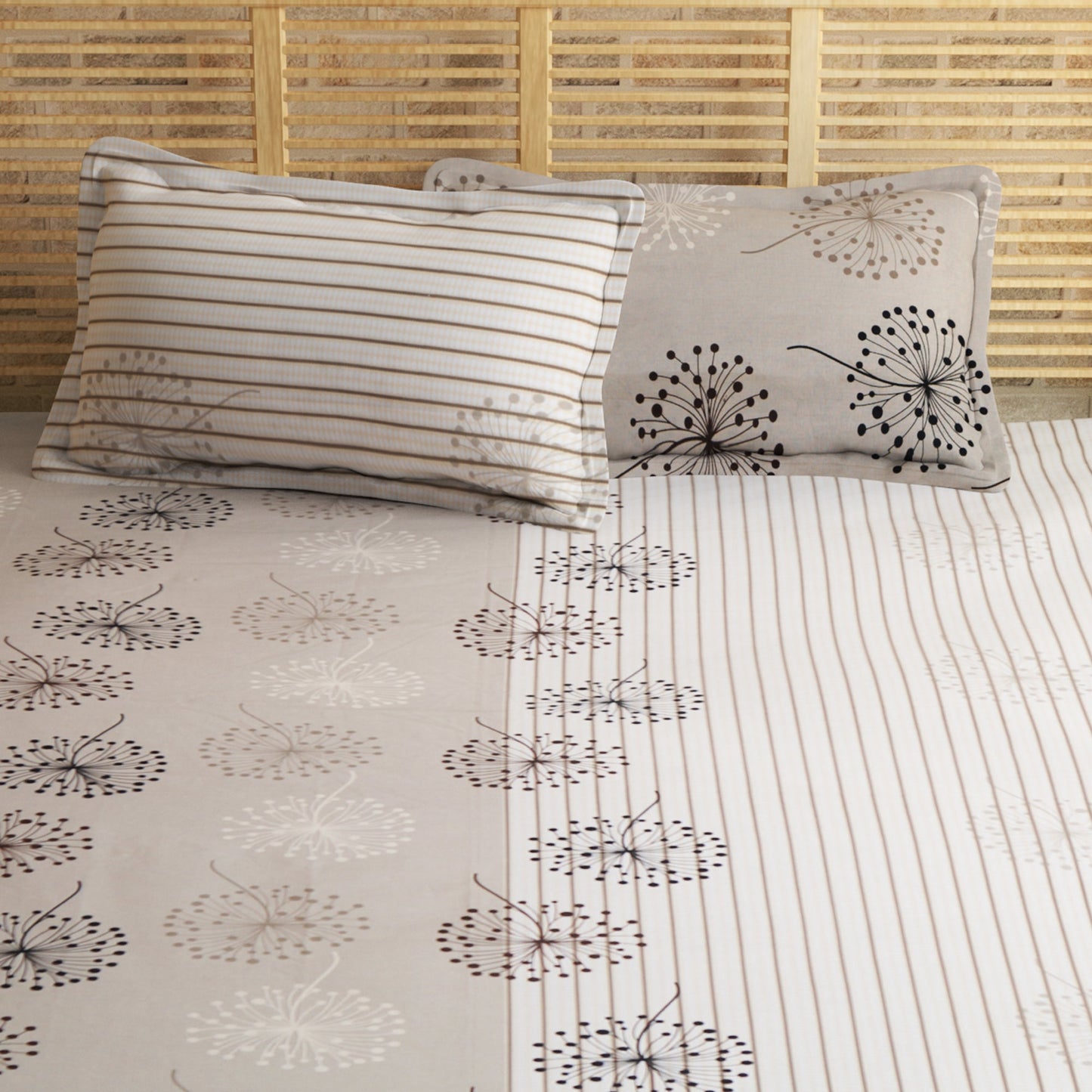 Metro Cotton Double Bedsheets Combo - 186 TC- Dalmatian / Polka Dots and Floral