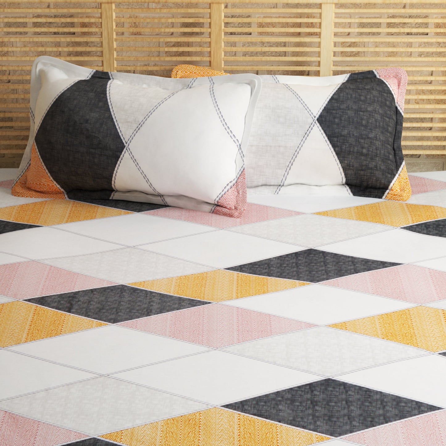 Metro Cotton Double Bedsheets Combo - 186 TC- Muticolor and Grey - Fancy Mix N Match Design and Floral