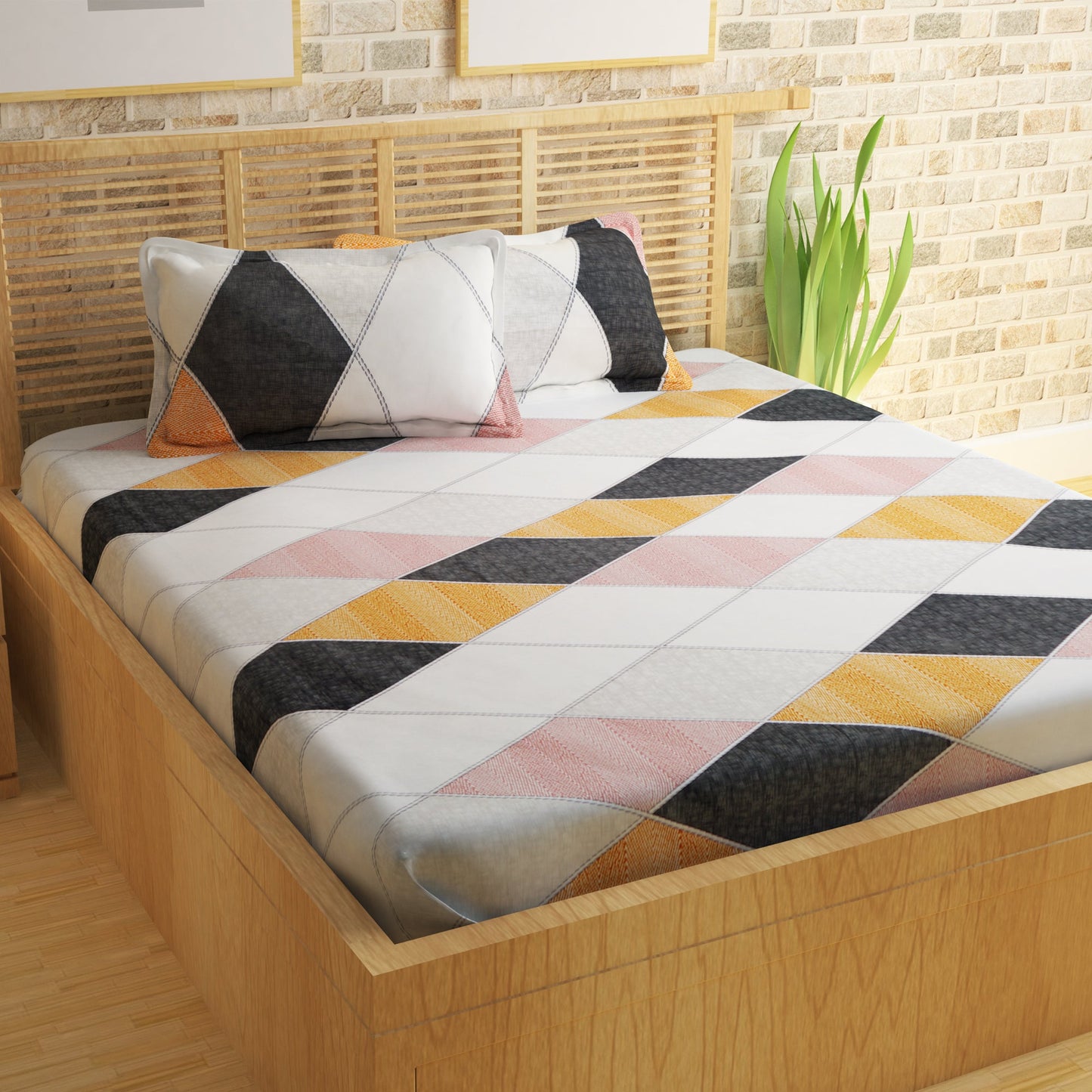 Metro Cotton Double Bedsheets Combo - 186 TC- Muticolor and Grey - Fancy Mix N Match Design and Floral